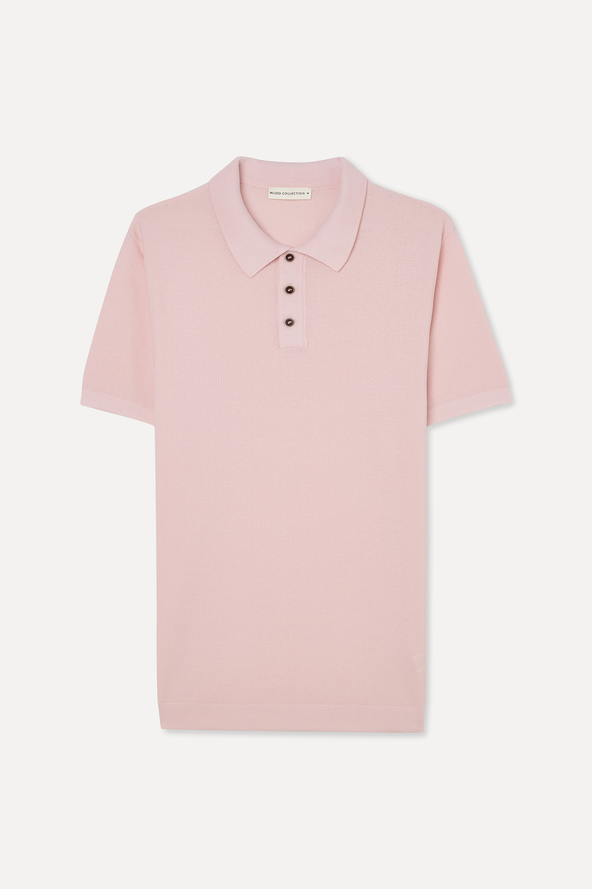 Erkek Pembe Düğmeli Polo Yaka Kısa Kollu Triko Kazak
