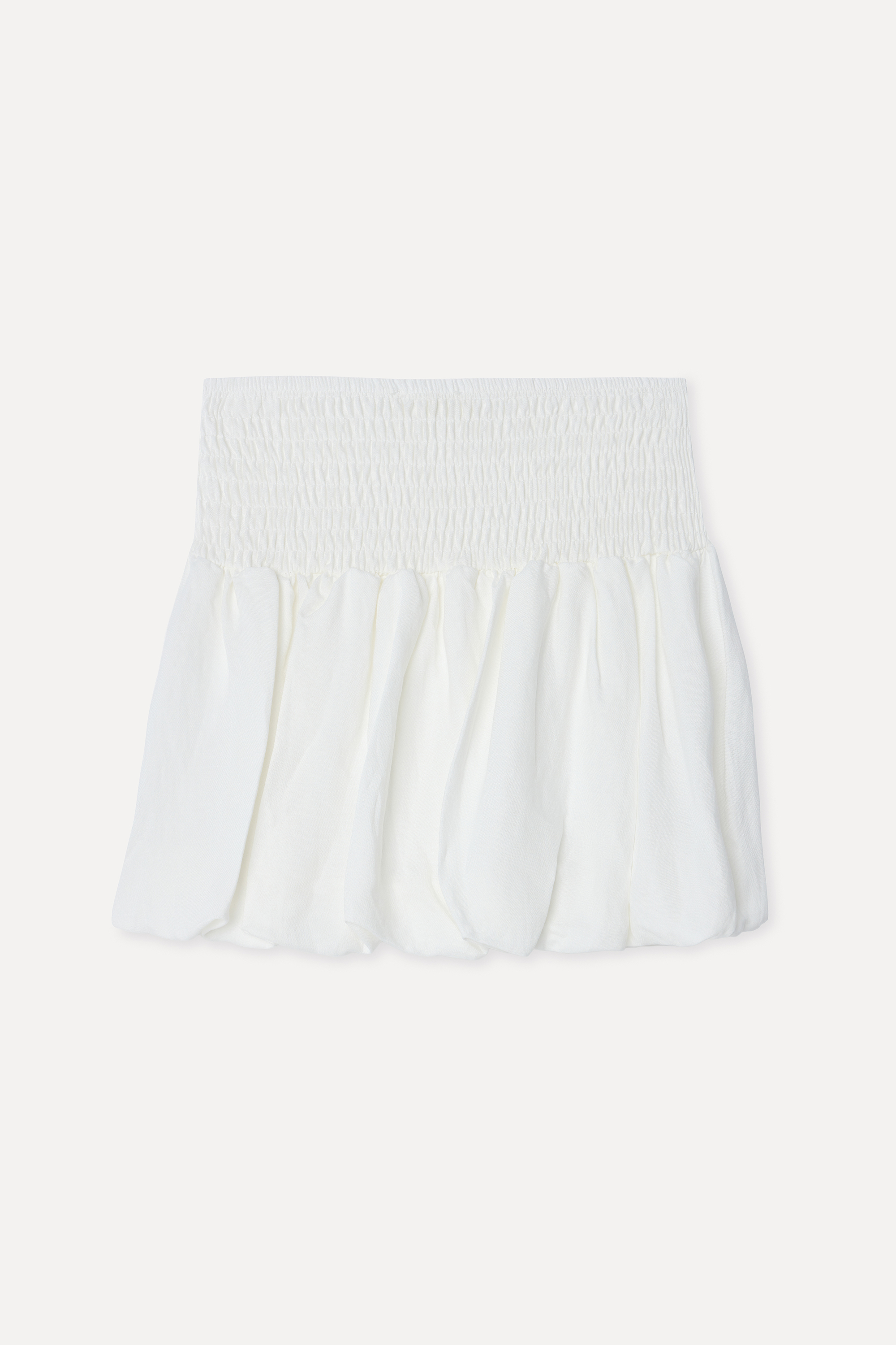 Kadın Beyaz Comfort Fit Keten Karışımlı Mini Etek