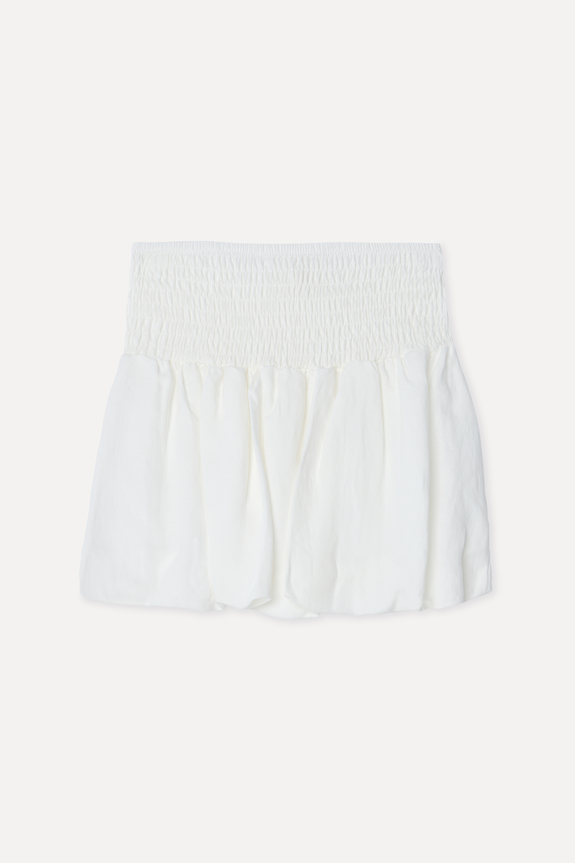 Kadın Beyaz Comfort Fit Keten Karışımlı Mini Etek