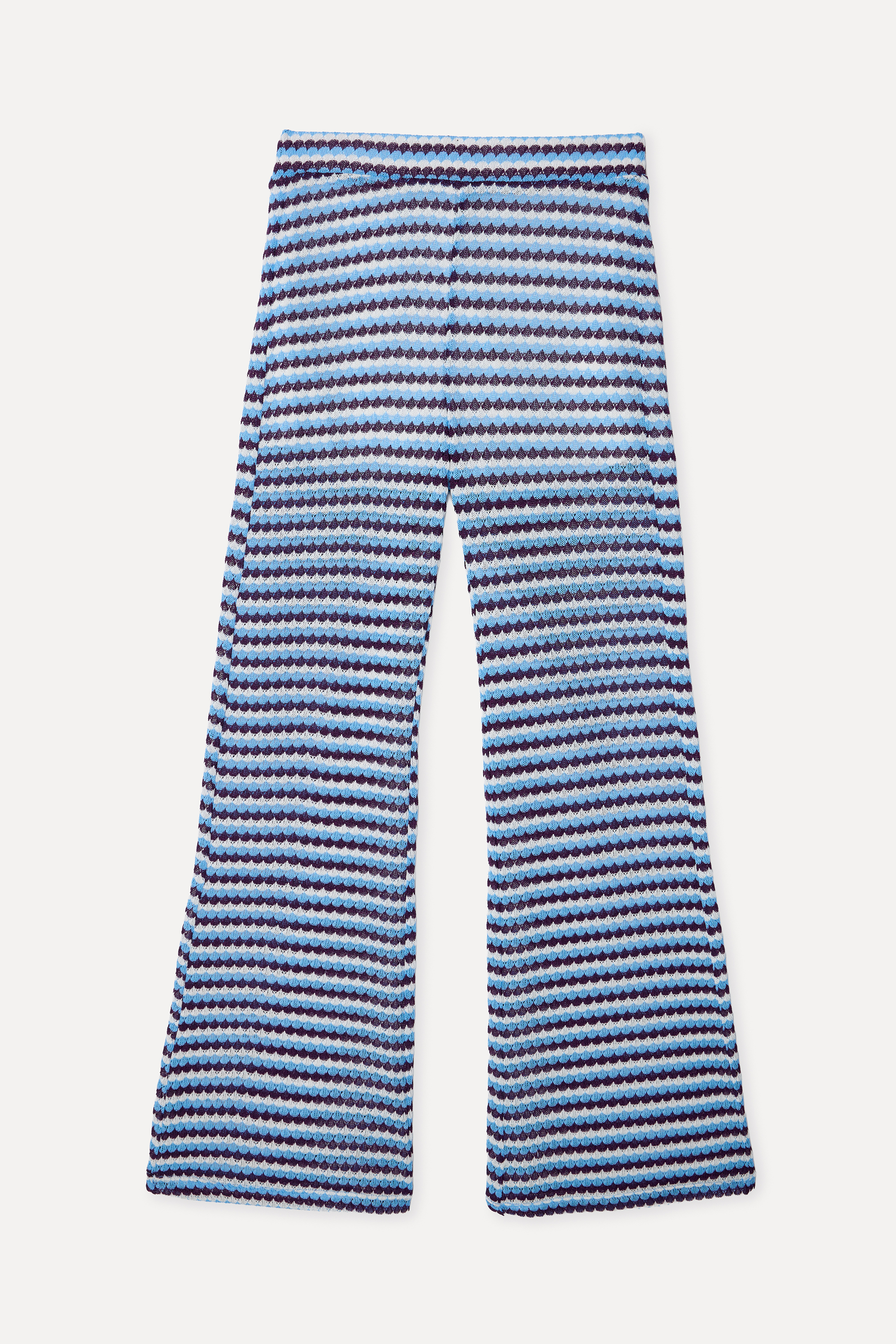 Kadın Mürdüm Çizgili Flare Fit Pantolon