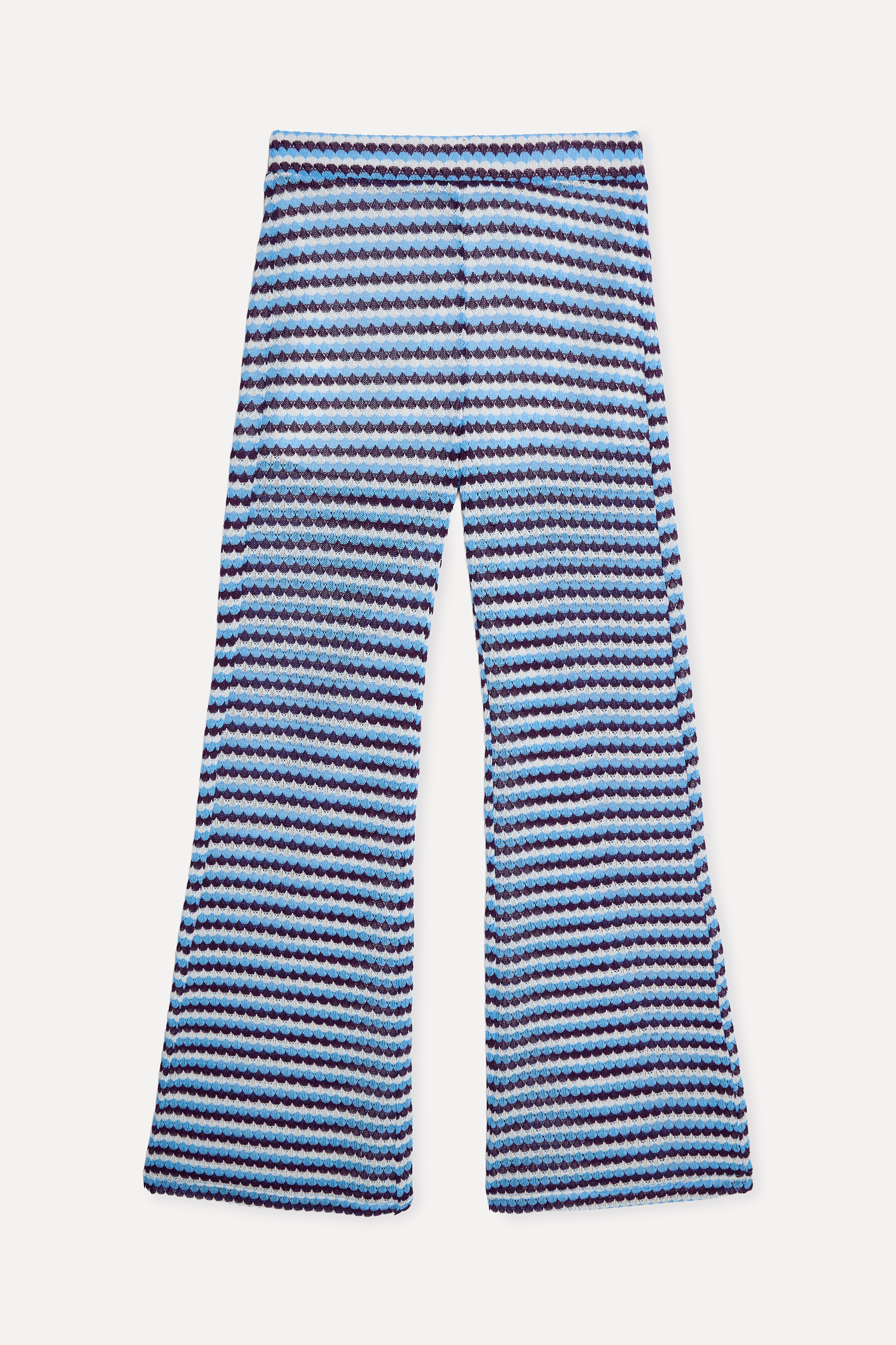 Kadın Mürdüm Çizgili Flare Fit Pantolon