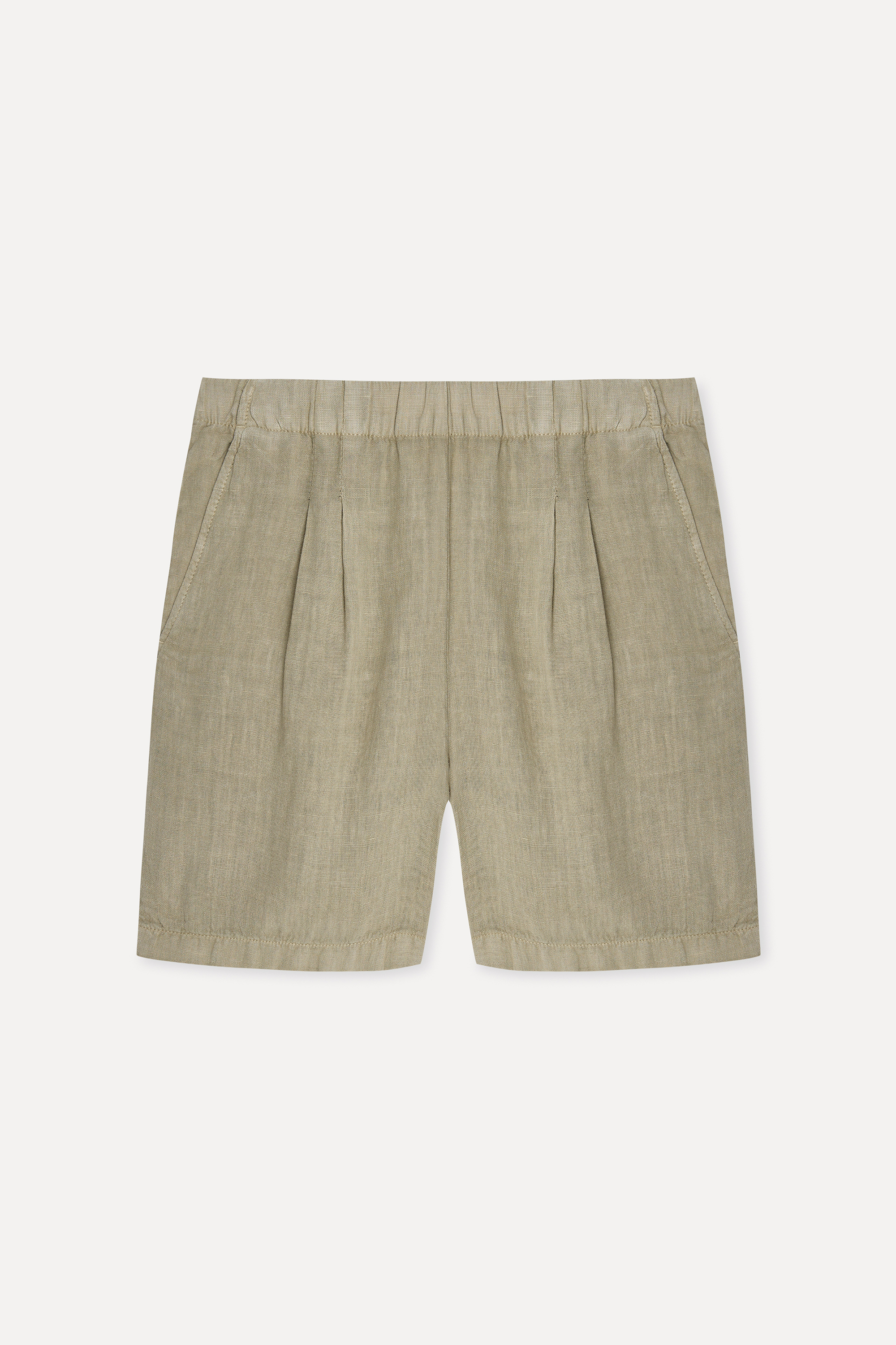 Kadın Haki Comfort Fit Keten Şort