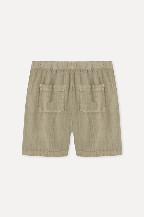 Kadın Haki Comfort Fit Keten Şort
