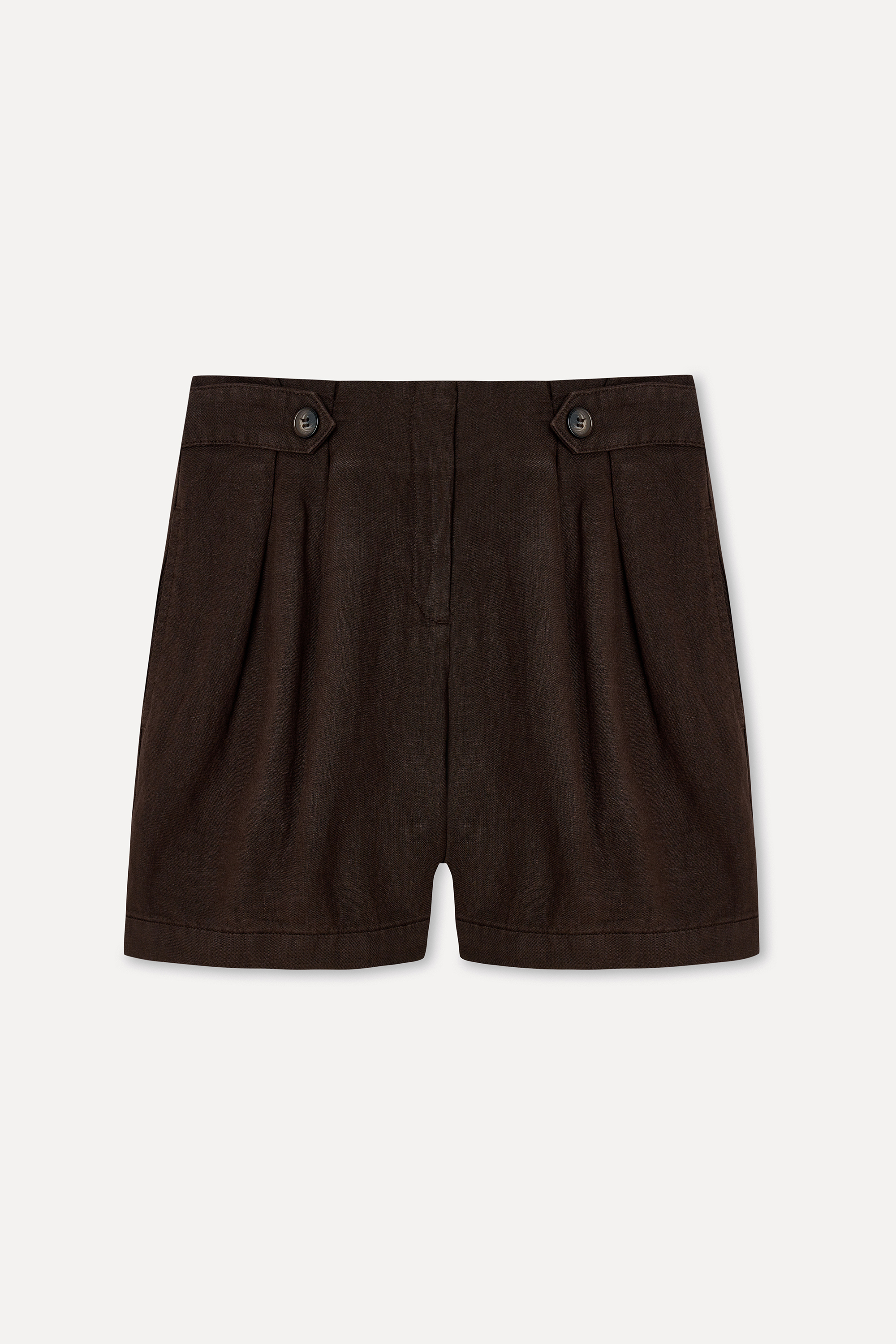 Kadın Kahverengi Comfort Fit Keten Şort
