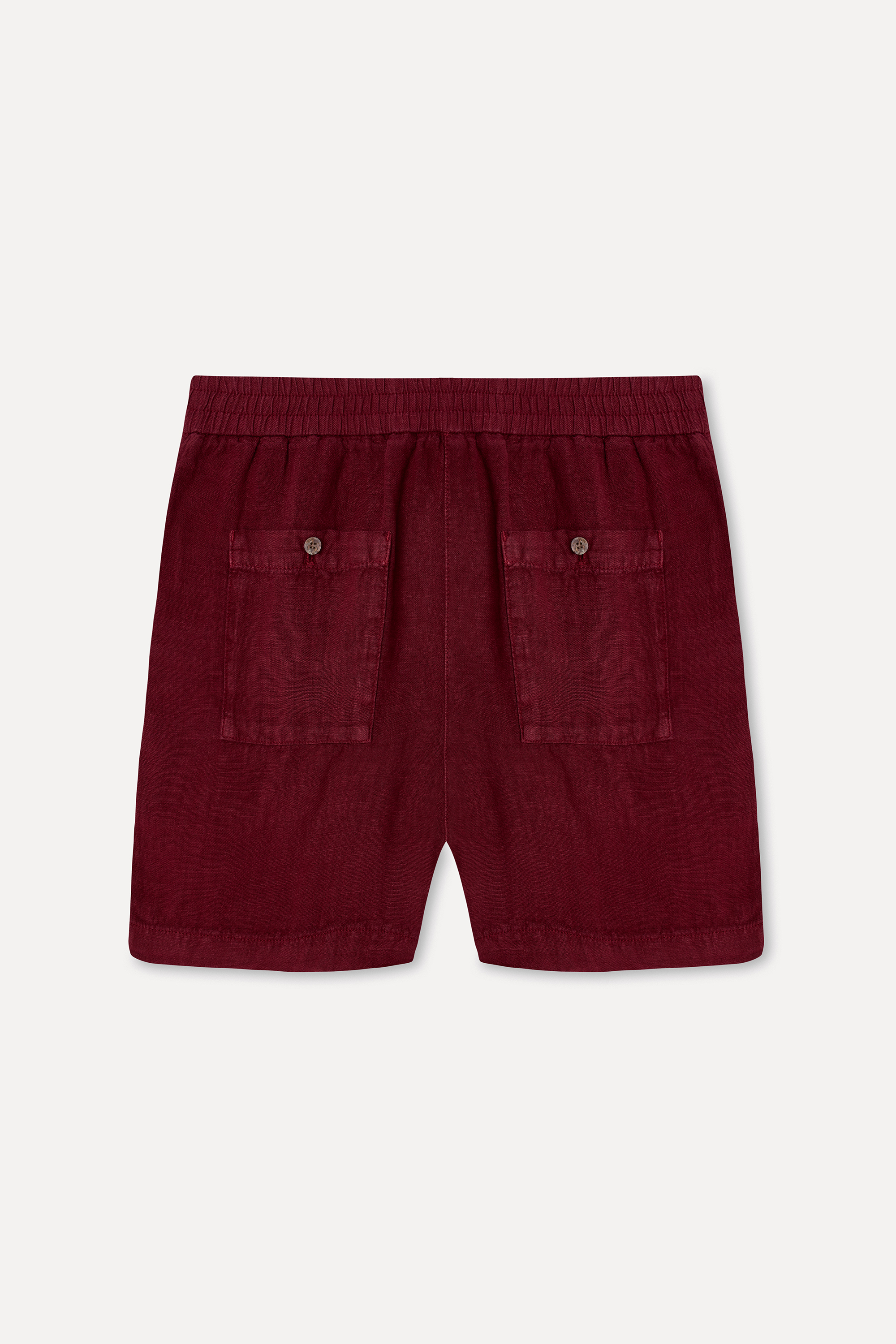 Kadın Bordo Relax Fit Keten Şort