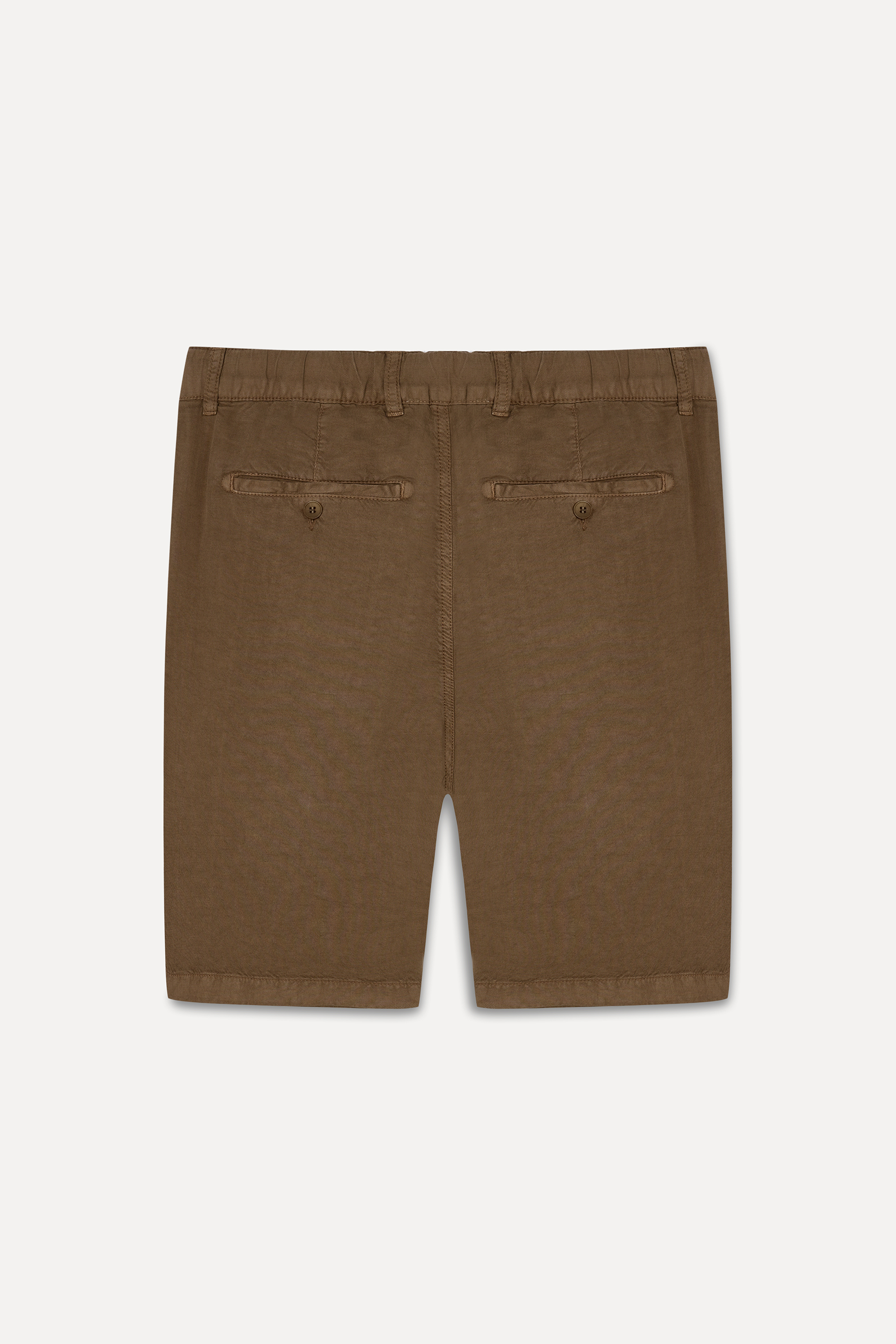 Erkek Kahverengi Straight Fit Keten Karışımlı Şort