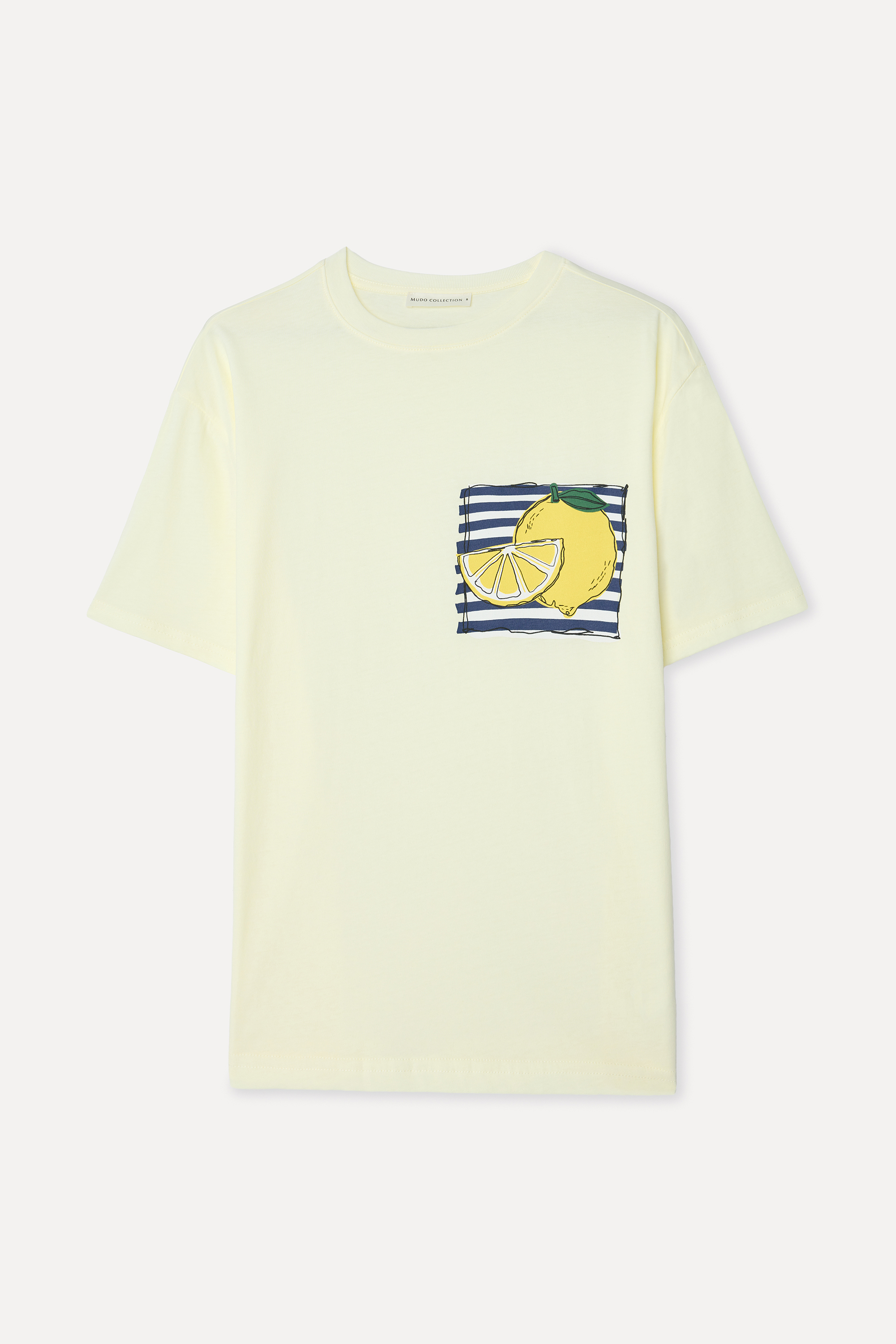 Kadın Sarı Baskılı Bisiklet Yaka T-Shirt
