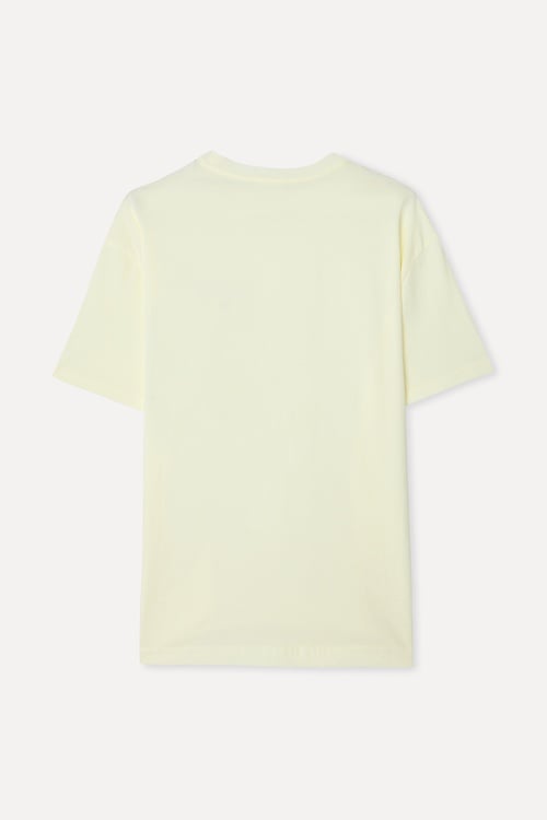 Kadın Sarı Baskılı Bisiklet Yaka T-Shirt