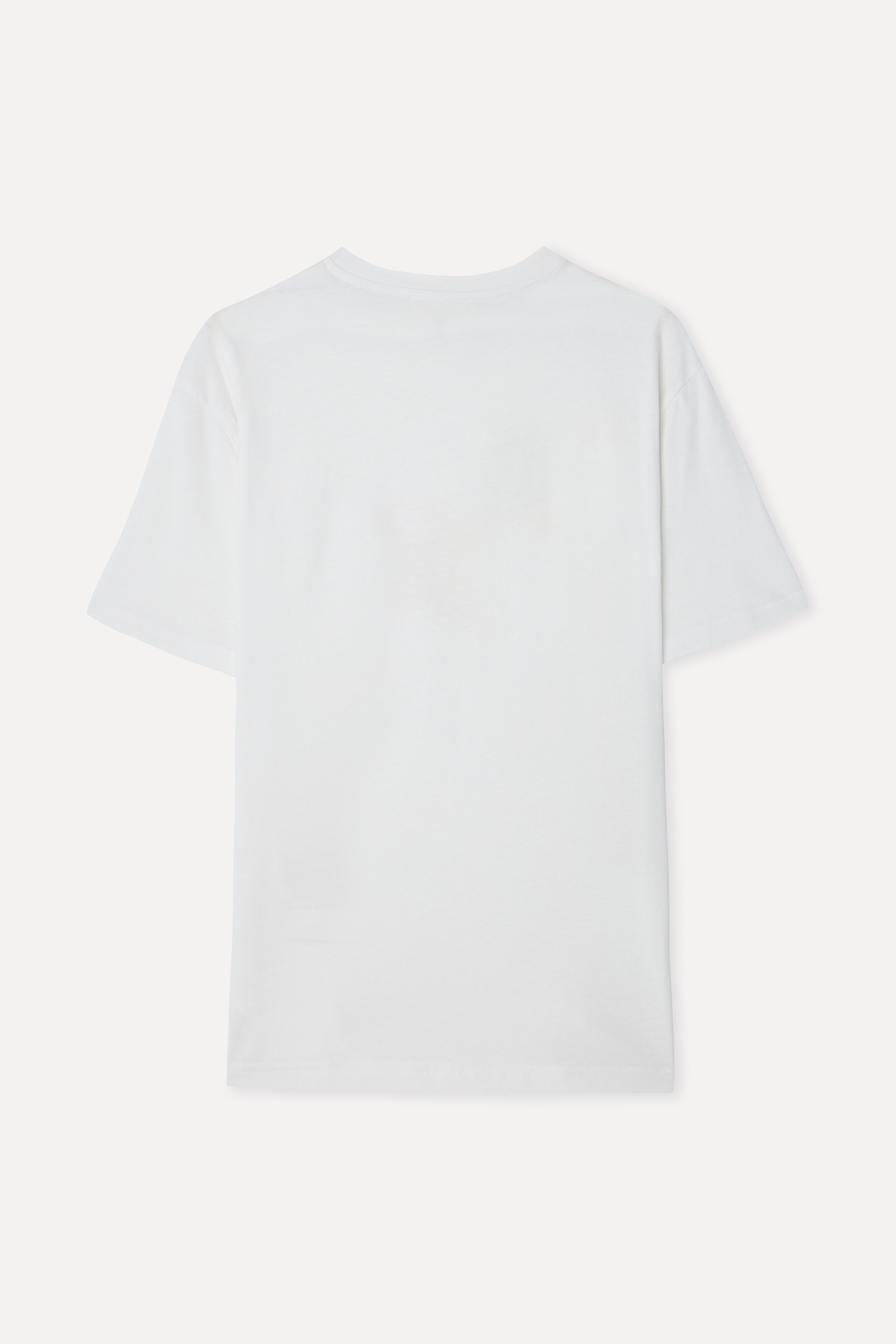 Kadın Kırık Beyaz Baskılı Bisiklet Yaka T-Shirt