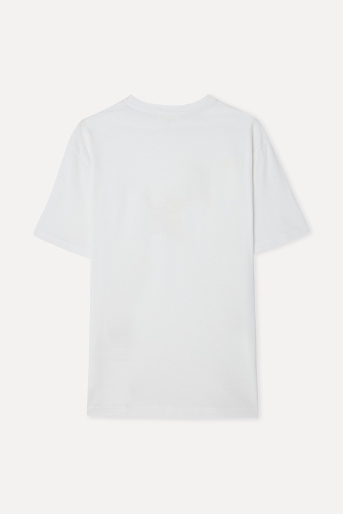 Kadın Kırık Beyaz Baskılı Bisiklet Yaka T-Shirt