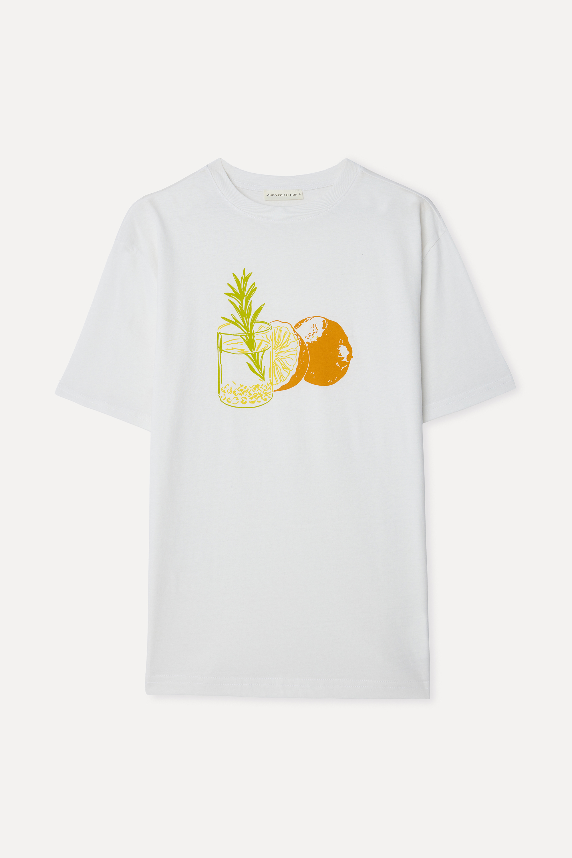 Kadın Kırık Beyaz Baskılı Bisiklet Yaka T-Shirt