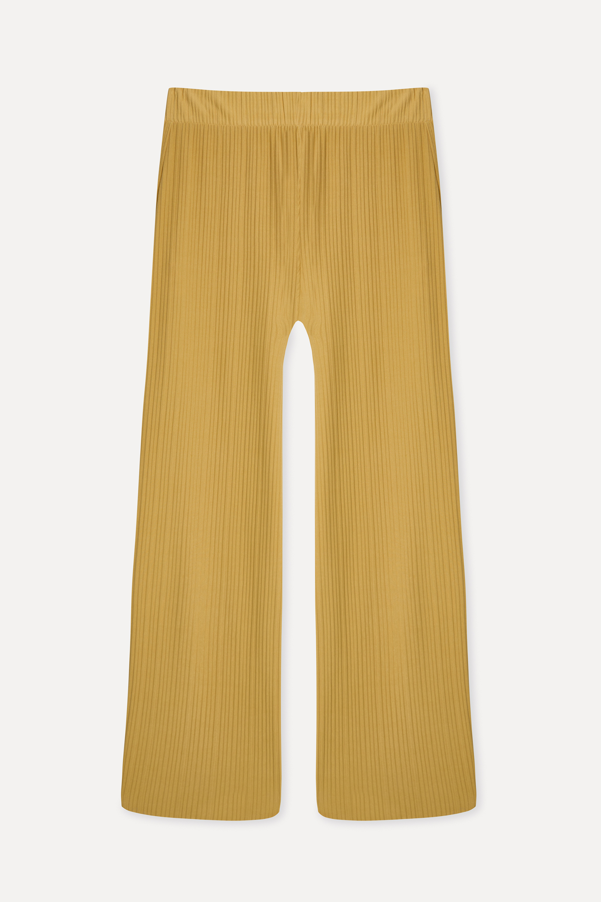 Kadın Hardal Rengi Wide Leg Modal Karışımlı Pantolon