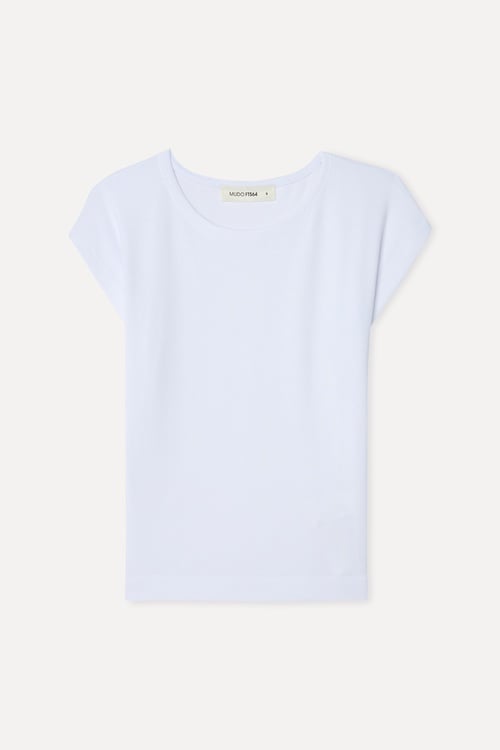 Kadın Beyaz Fitted Bisiklet Yaka Kolsuz T-Shirt