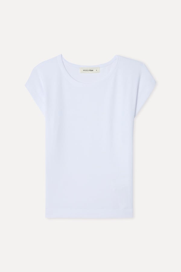 Kadın Beyaz Fitted Bisiklet Yaka Kolsuz T-Shirt