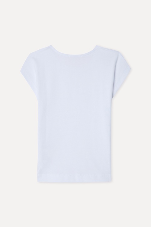 Kadın Beyaz Fitted Bisiklet Yaka Kolsuz T-Shirt