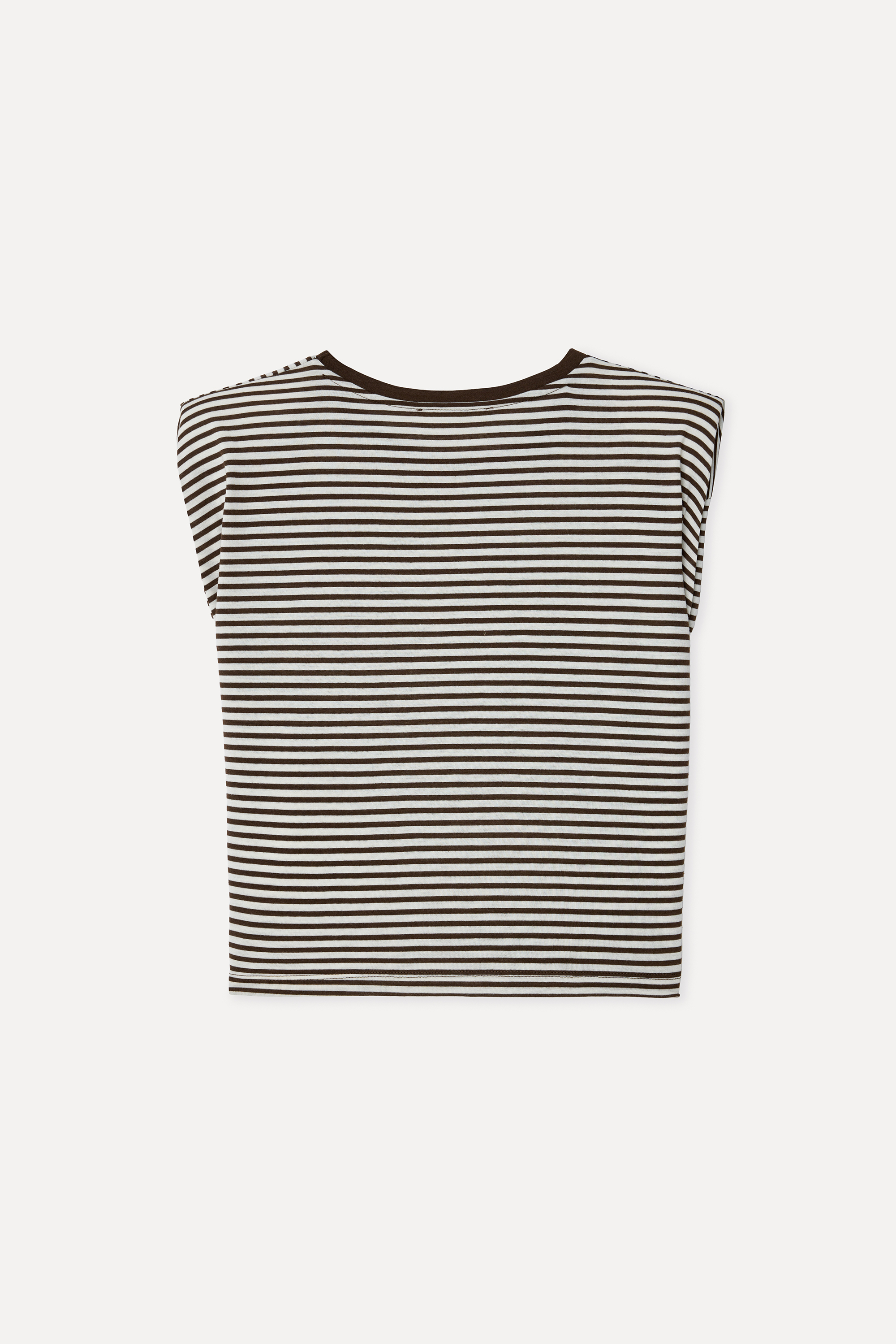 Kadın Kahverengi Çizgili Bisiklet Yaka T-Shirt