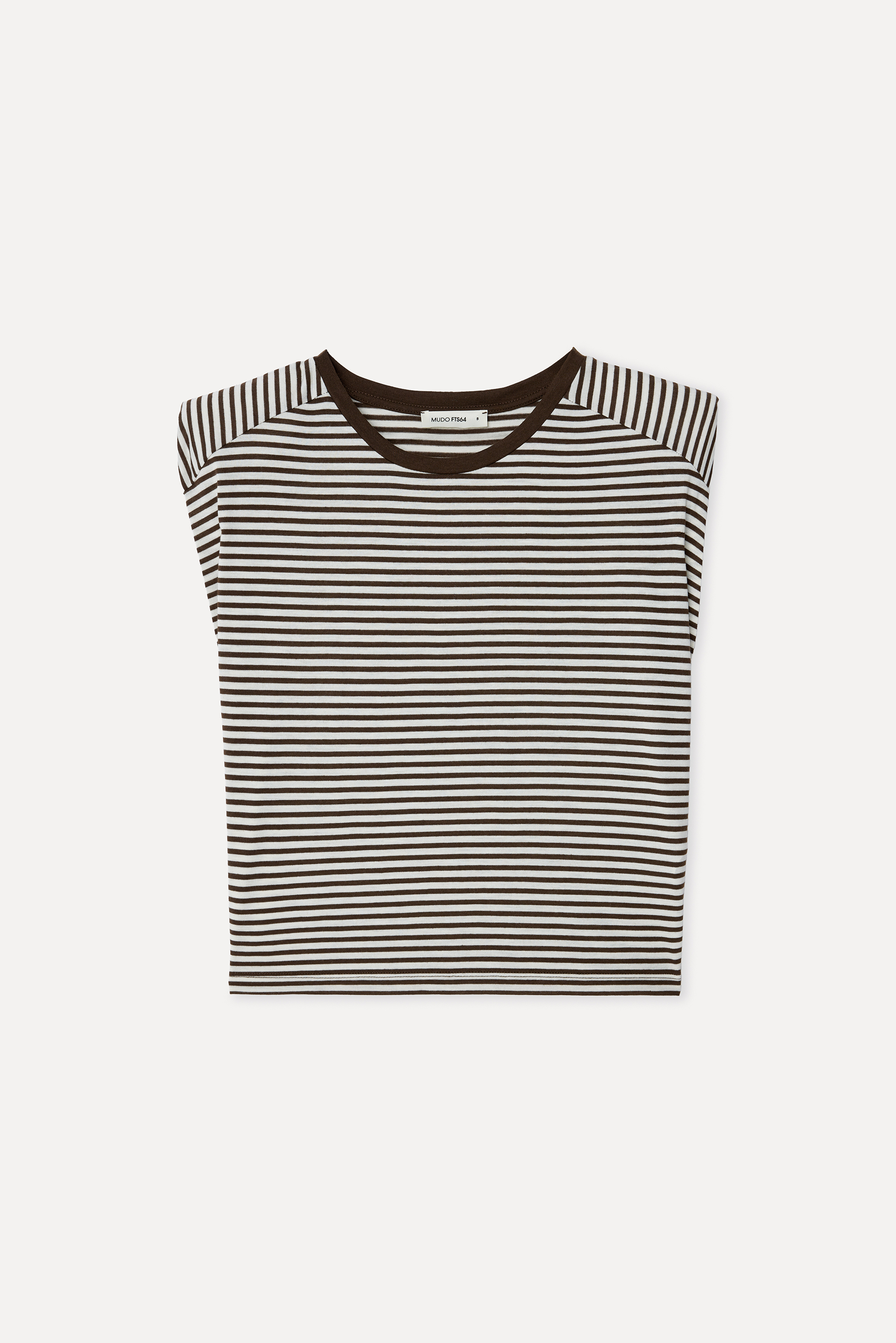 Kadın Kahverengi Çizgili Bisiklet Yaka T-Shirt