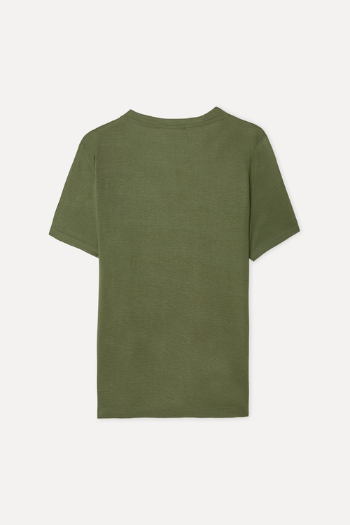 Kadın Haki V Yaka Modal T-Shirt
