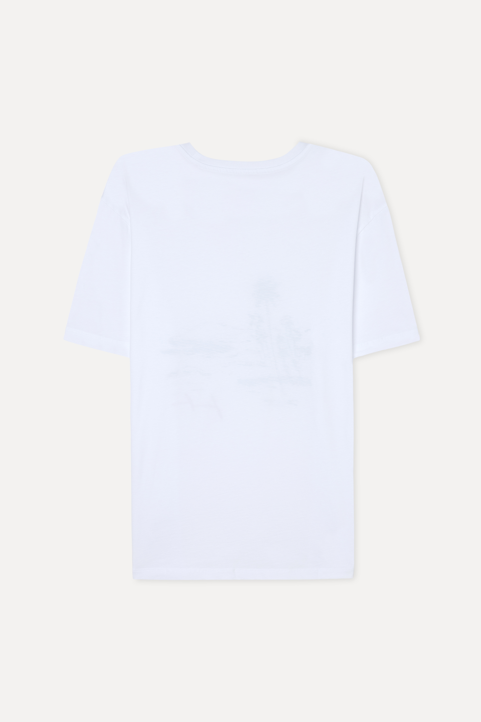 Erkek Beyaz Baskılı Comfort Fit Bisiklet Yaka T-Shirt