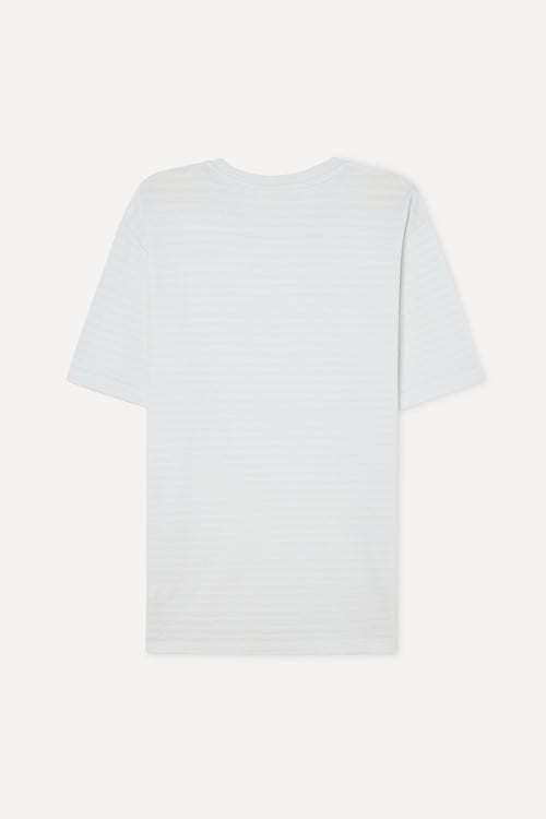  Erkek Kırık Beyaz Comfort Fit Bisiklet Yaka T-Shirt