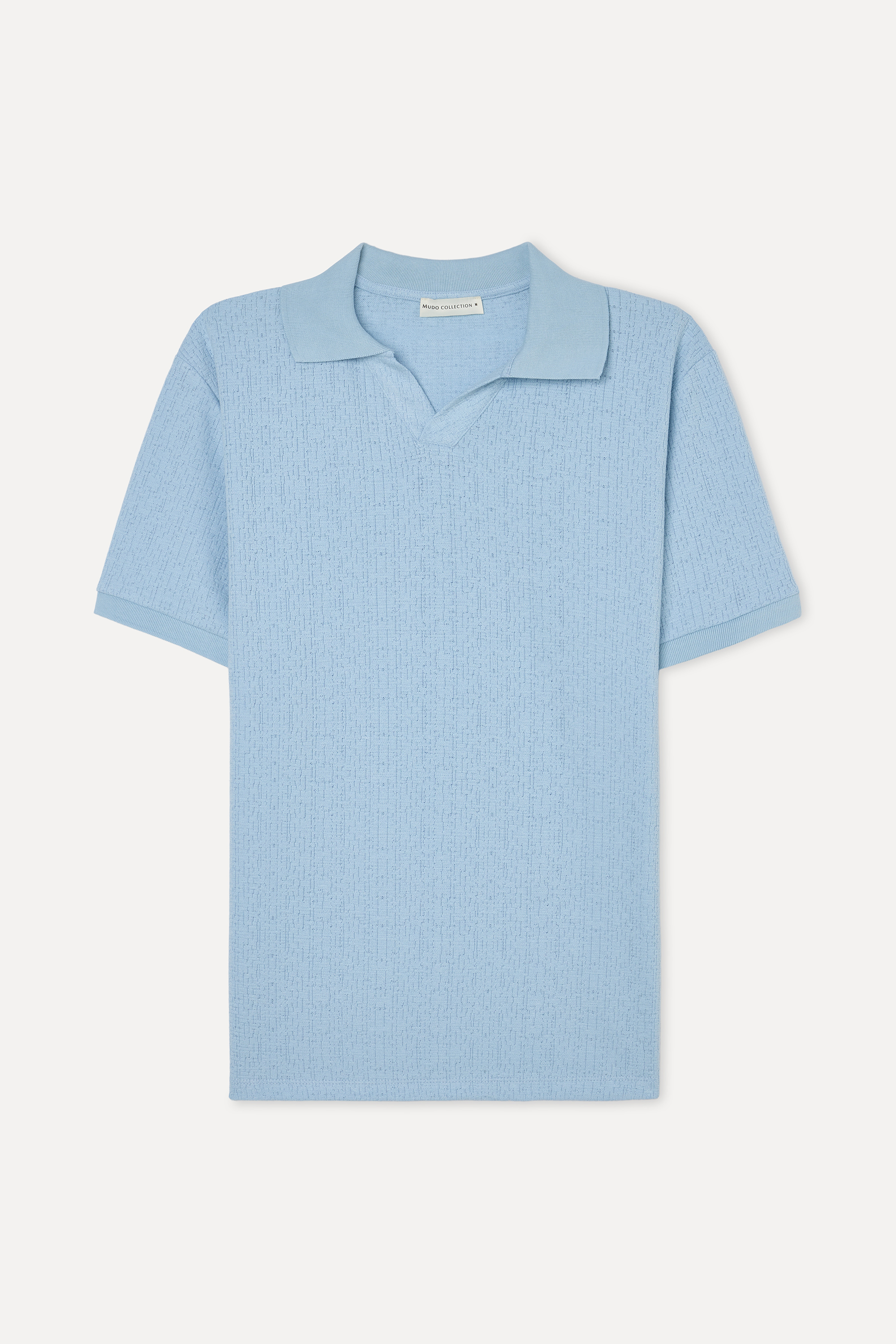 Erkek Mavi Polo Yaka Dokulu T-Shirt