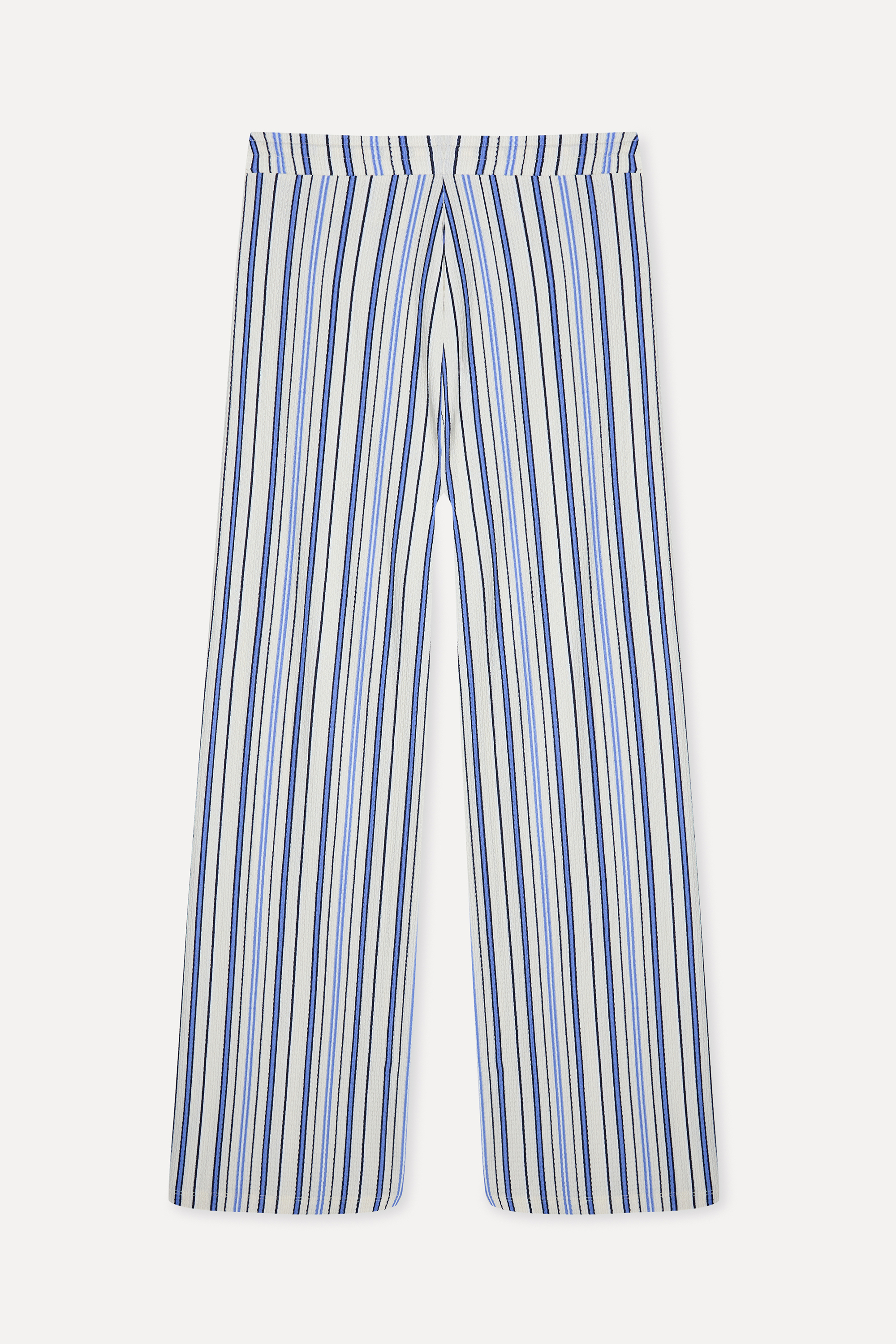 Kadın Ekru Çizgili Straight Fit Pantolon