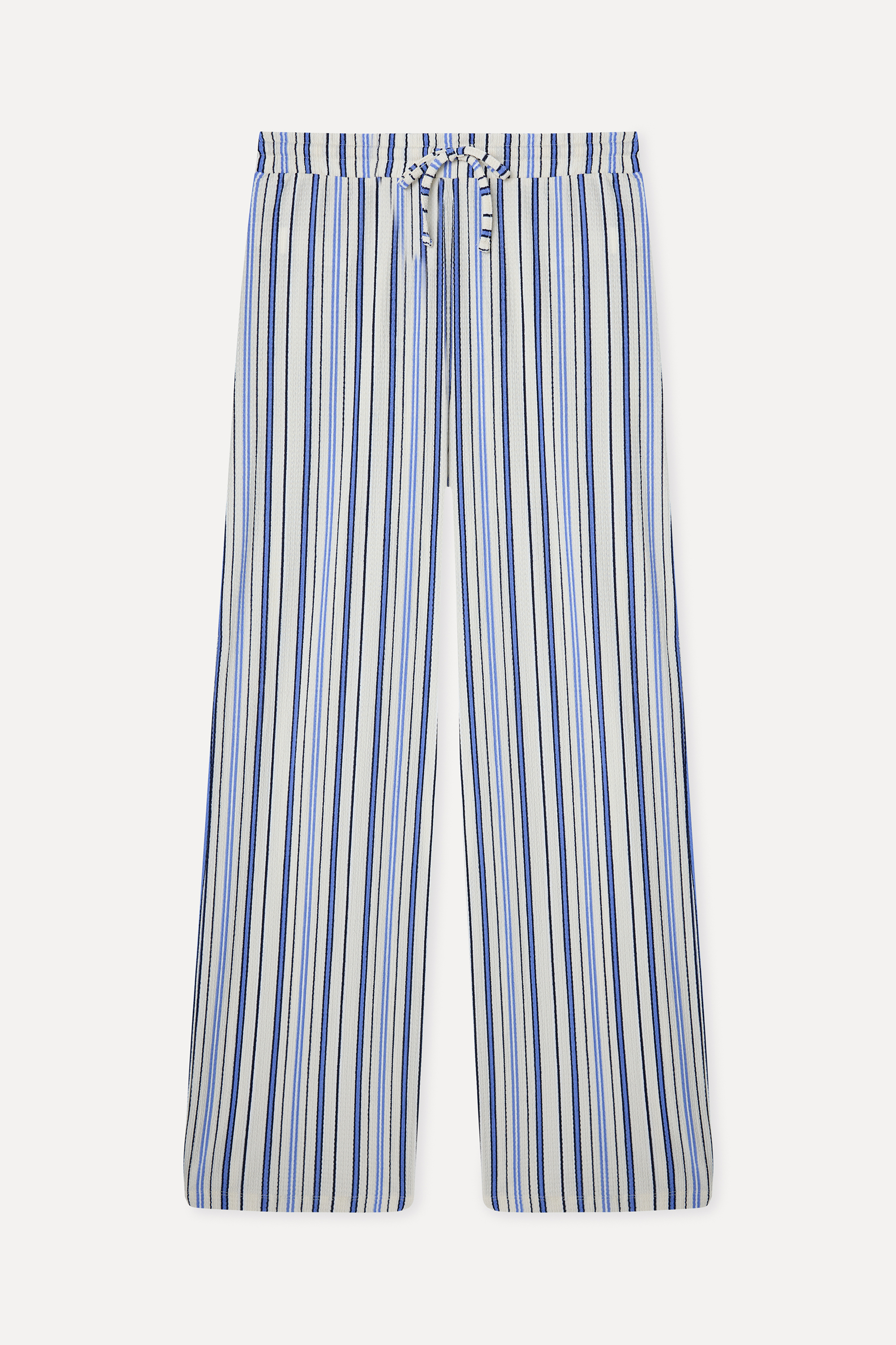 Kadın Ekru Çizgili Straight Fit Pantolon
