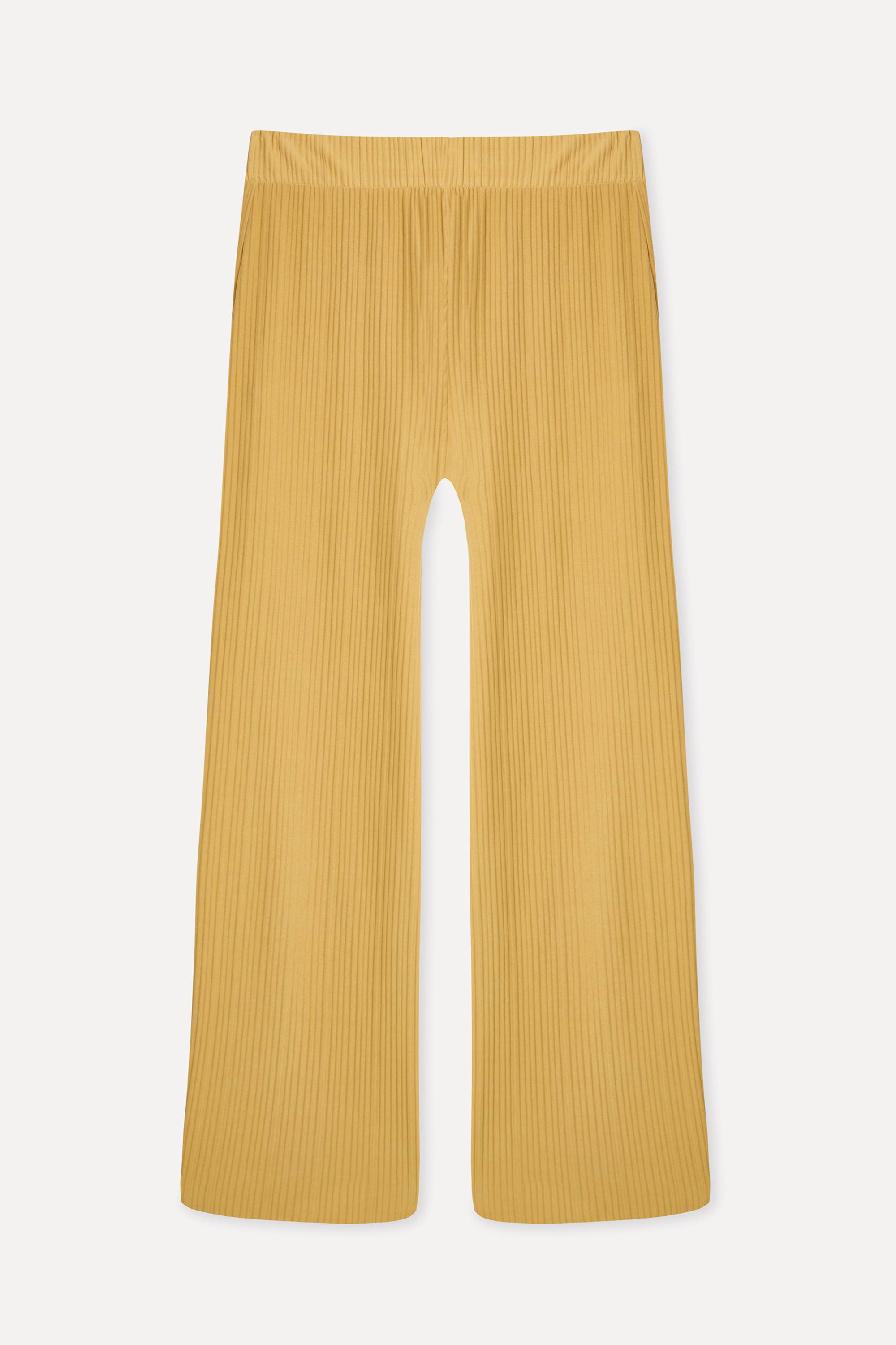 Kadın Hardal Rengi Wide Leg Modal Karışımlı Pantolon
