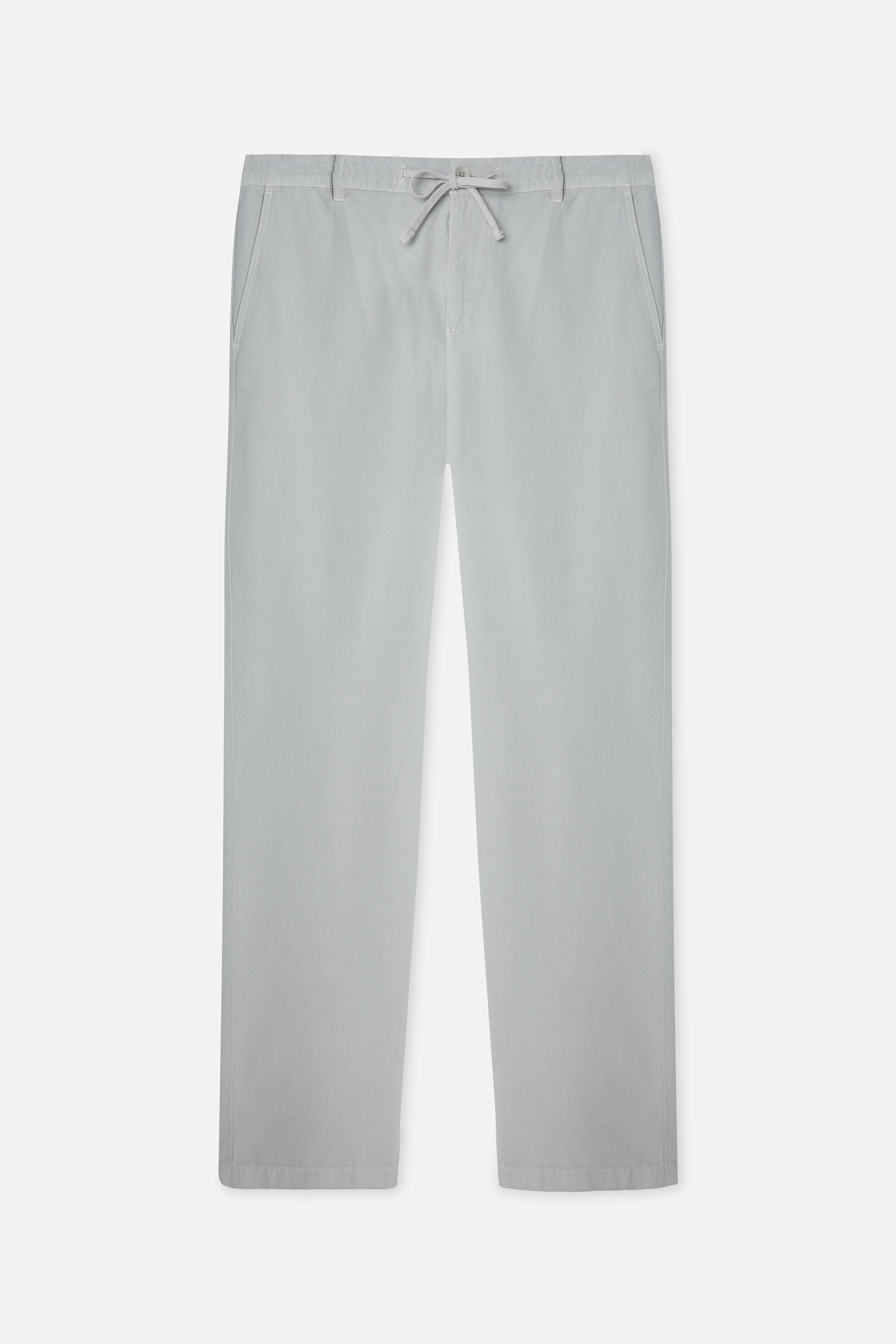 Erkek Gri Straight Fit Beli Bağlamalı Pantolon