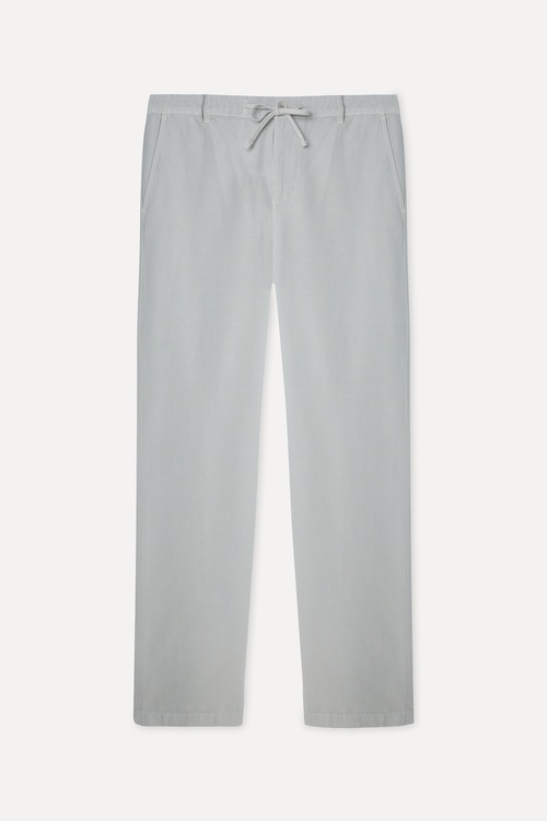 Erkek Gri Straight Fit Beli Bağlamalı Pantolon