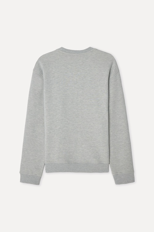  Mudo X Bozburun YC Erkek Gri Melanj Baskılı Bisiklet Yaka Sweatshirt