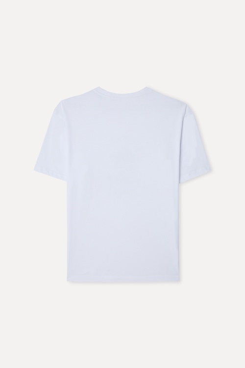  Mudo X Bozburun YC Erkek Kırık Beyaz Baskılı Bisiklet Yaka T-Shirt