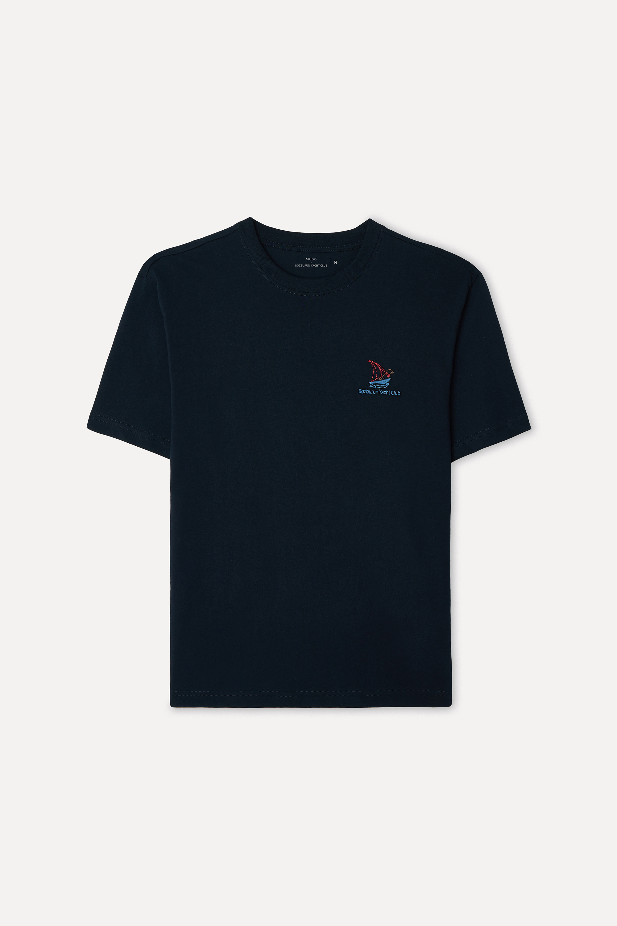 Mudo X Bozburun YC Erkek Lacivert Nakışlı Bisiklet Yaka T-Shirt