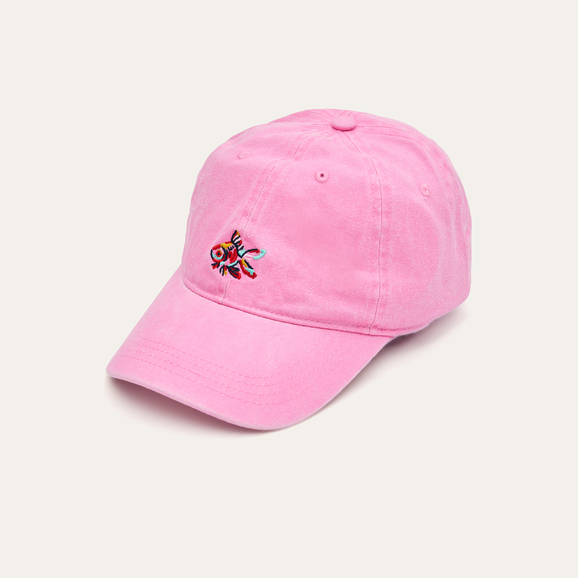 Kadın Pembe Nakışlı Kasket Şapka