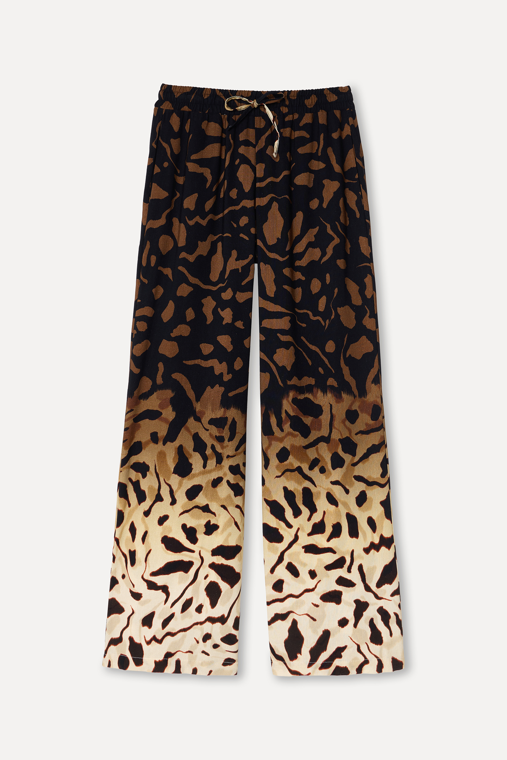 Kadın Kahverengi Desenli Wide Leg Pantolon