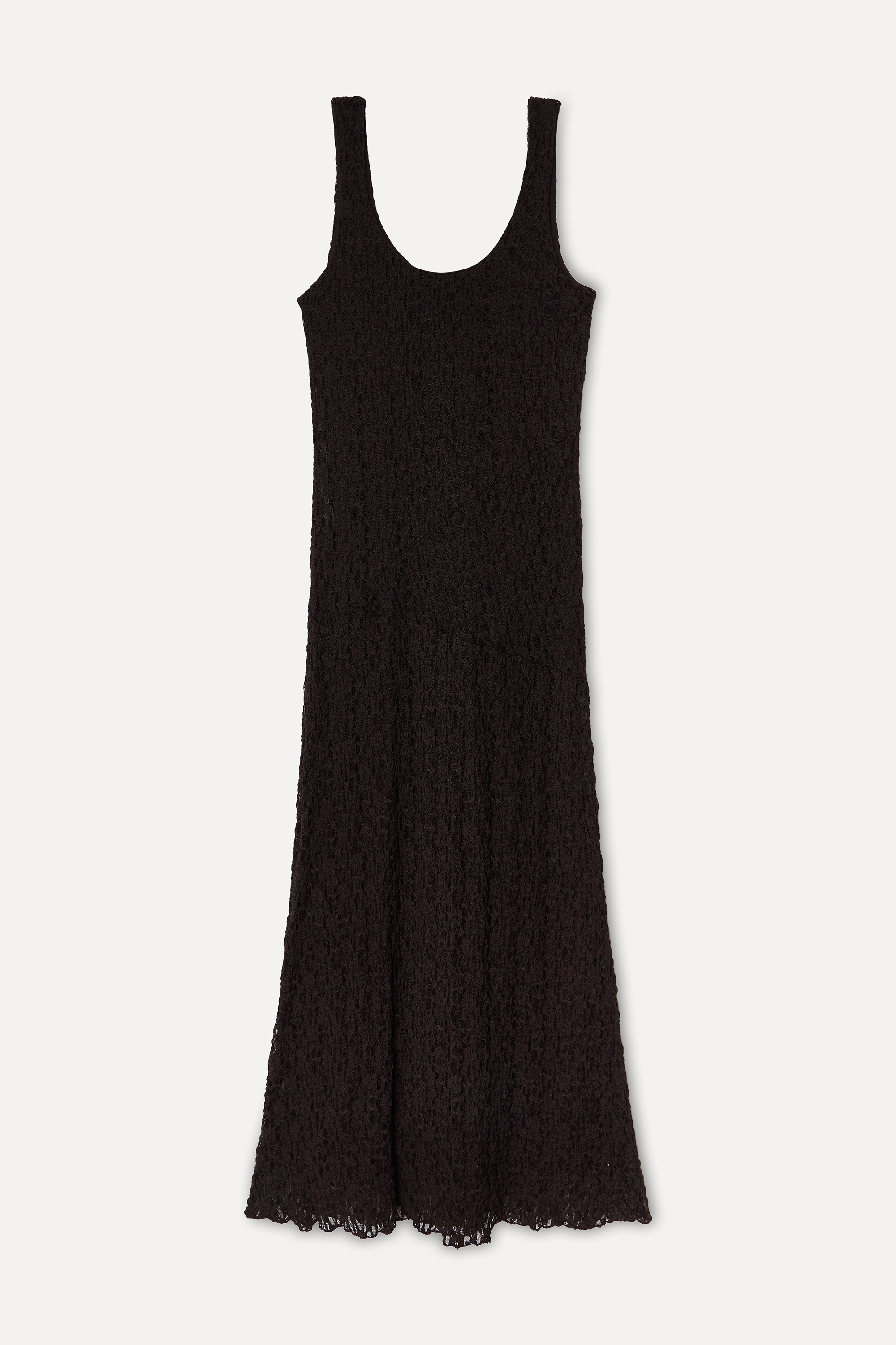 Kadın Kahverengi Kolsuz Dantelli Uzun Elbise