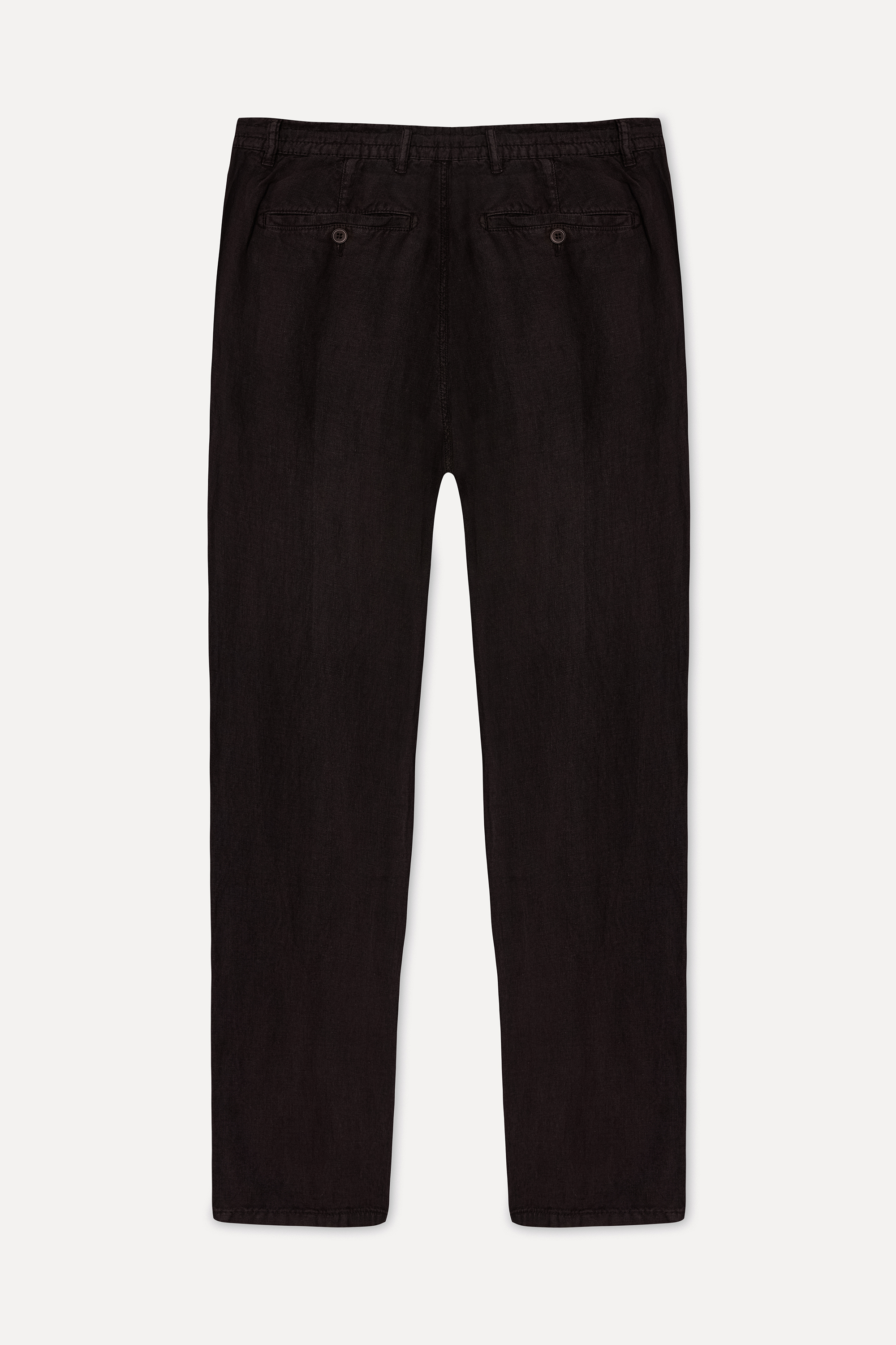 Erkek Kahverengi Straight Fit Keten Pantolon