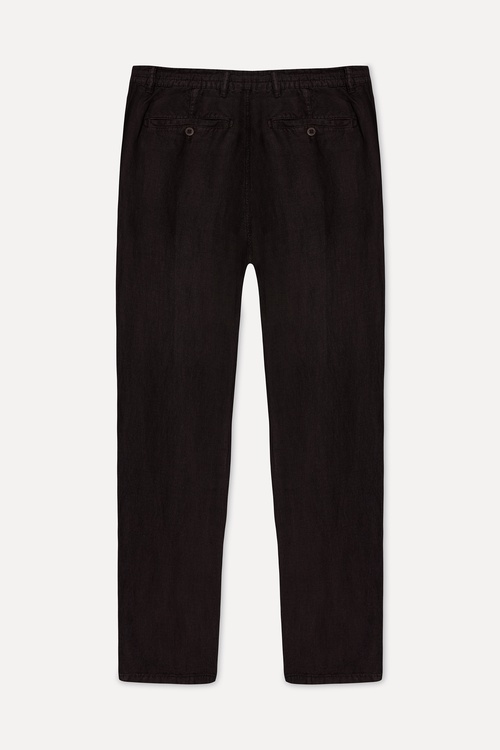  Erkek Kahverengi Straight Fit Keten Pantolon