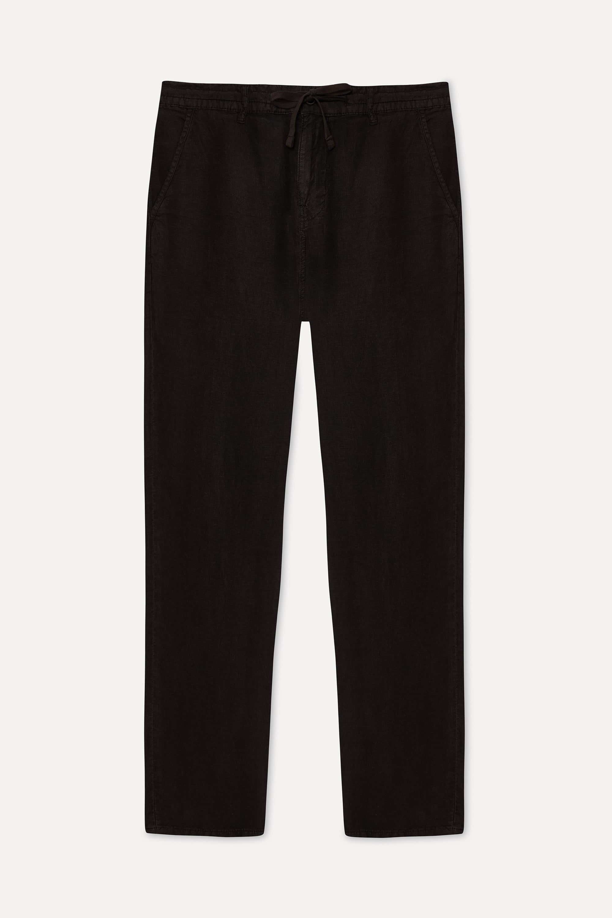 Erkek Kahverengi Straight Fit Keten Pantolon