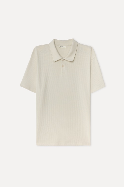 Erkek Taş Rengi Comfort Fit Polo Yaka T-Shirt