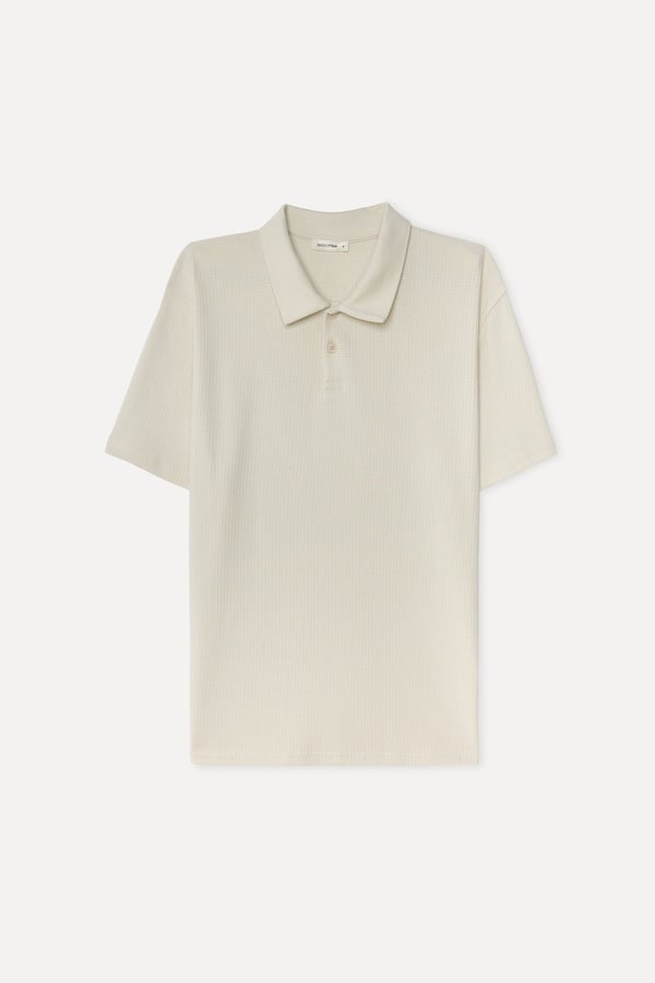 Erkek Taş Rengi Comfort Fit Polo Yaka T-Shirt