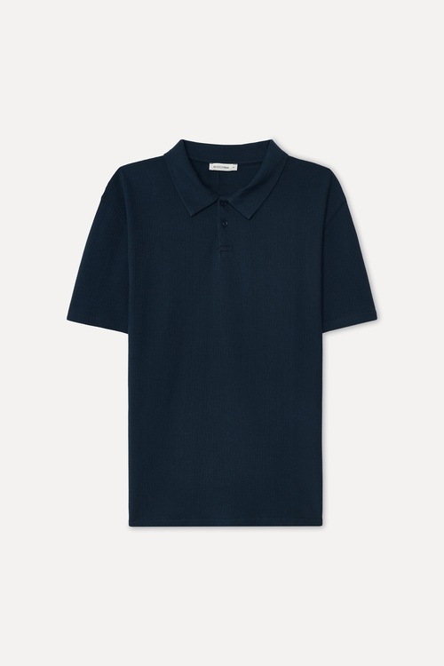  Erkek Lacivert Comfort Fit Polo Yaka T-Shirt
