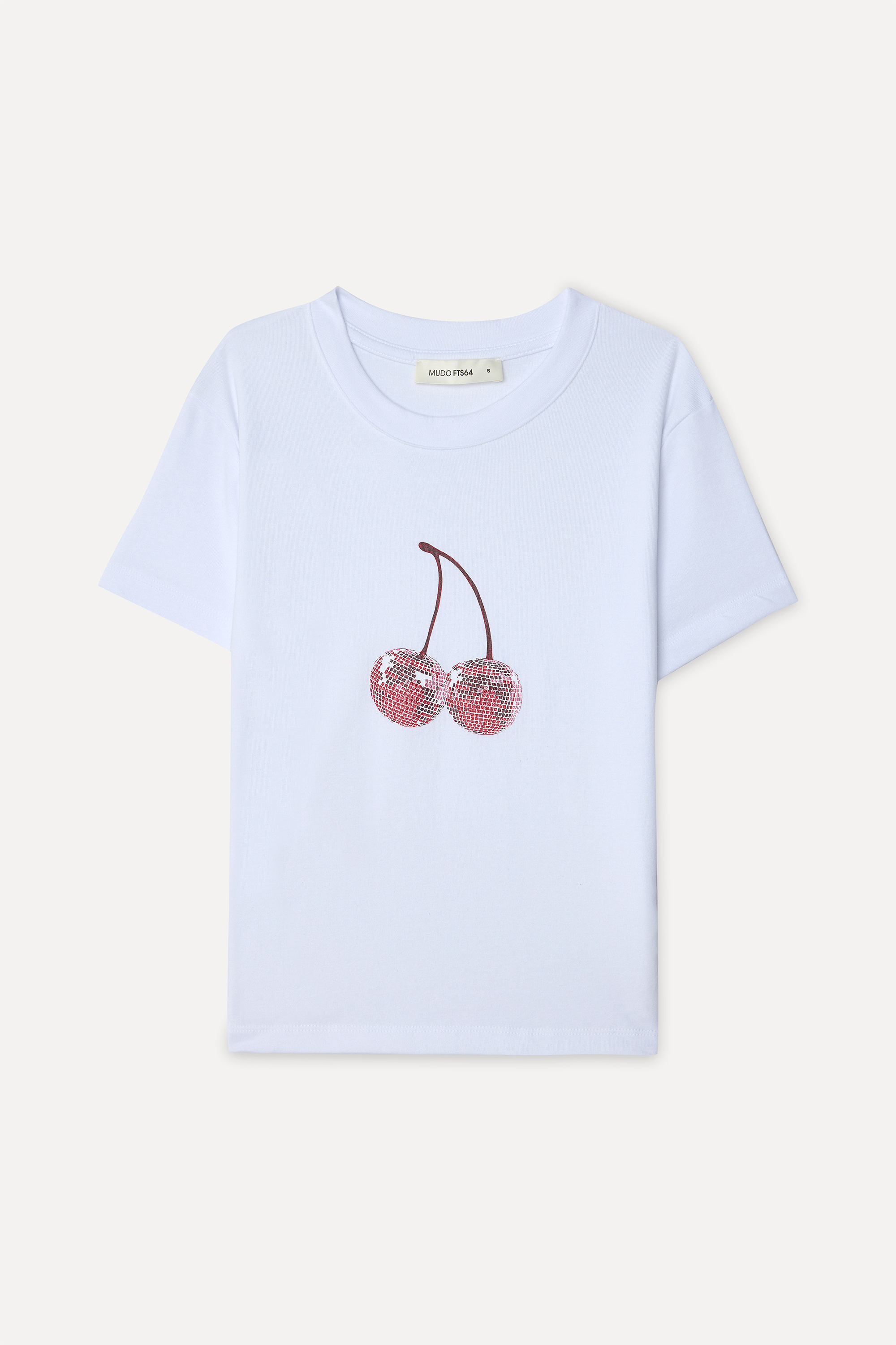 Kadın Beyaz Baskılı Loose Fit Bisiklet Yaka T-Shirt