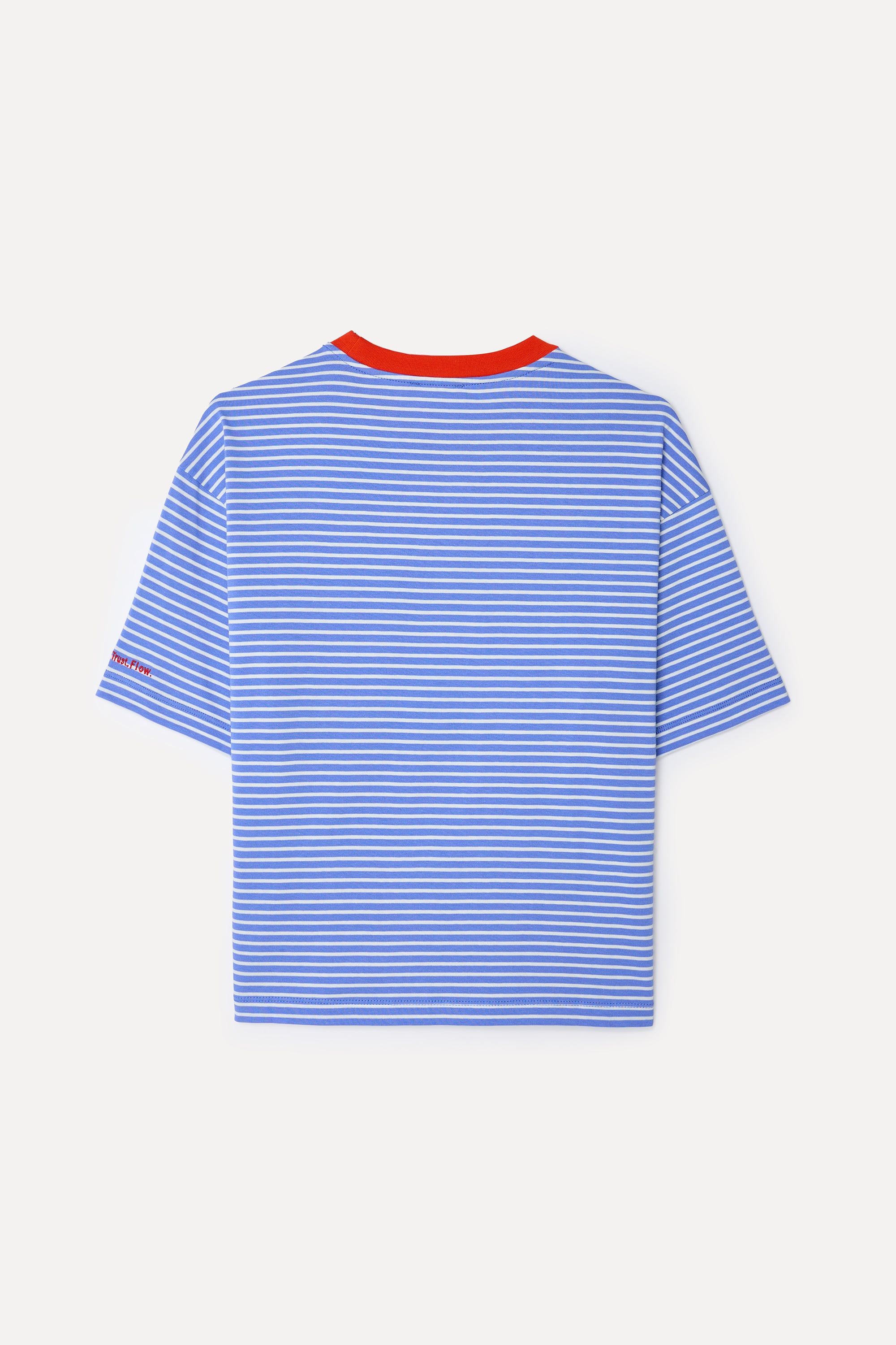 Kadın Mavi Çizgili Loose Fit Bisiklet Yaka T-Shirt