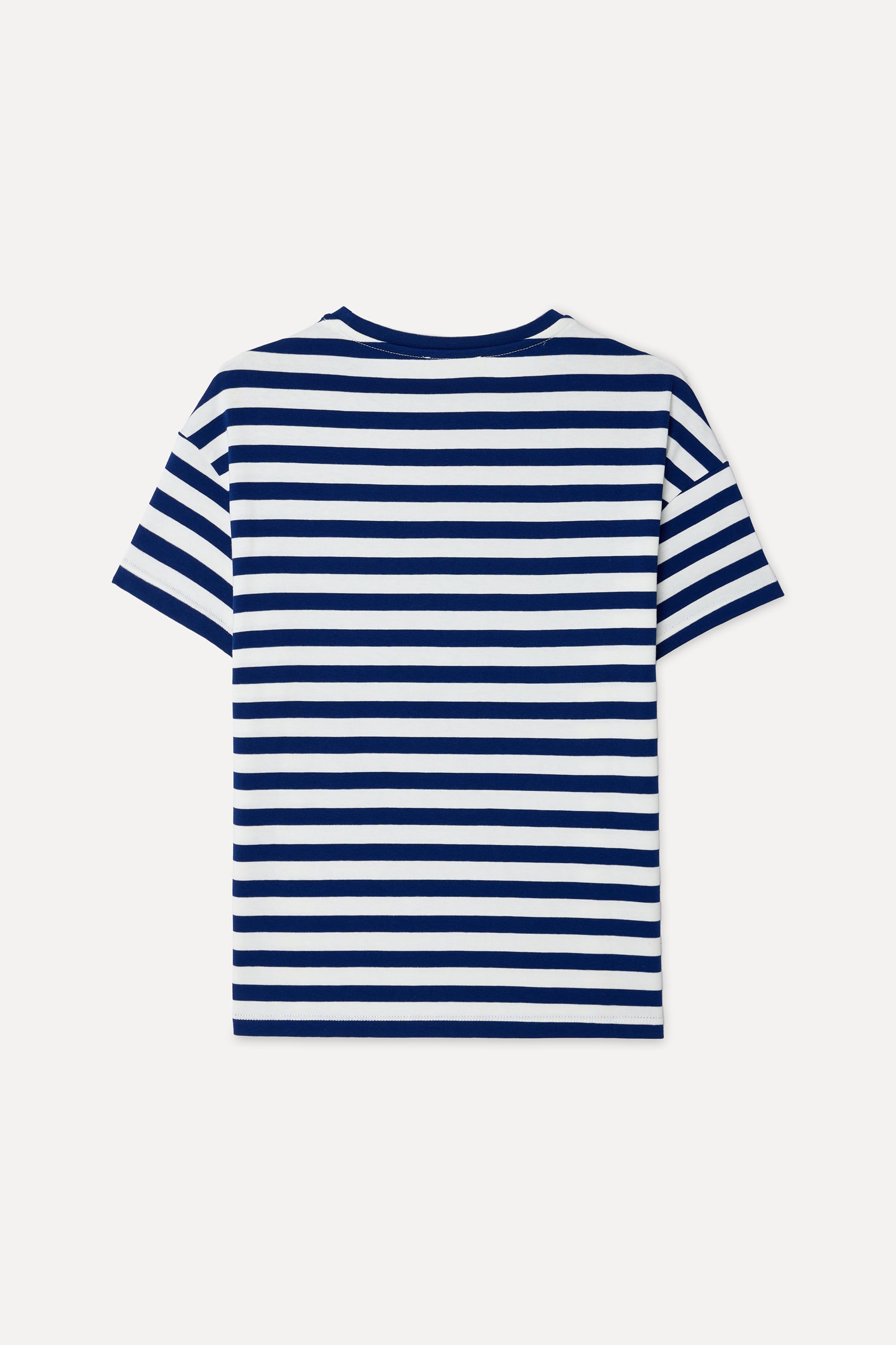 Kadın Lacivert Çizgili Açık Yaka T-Shirt