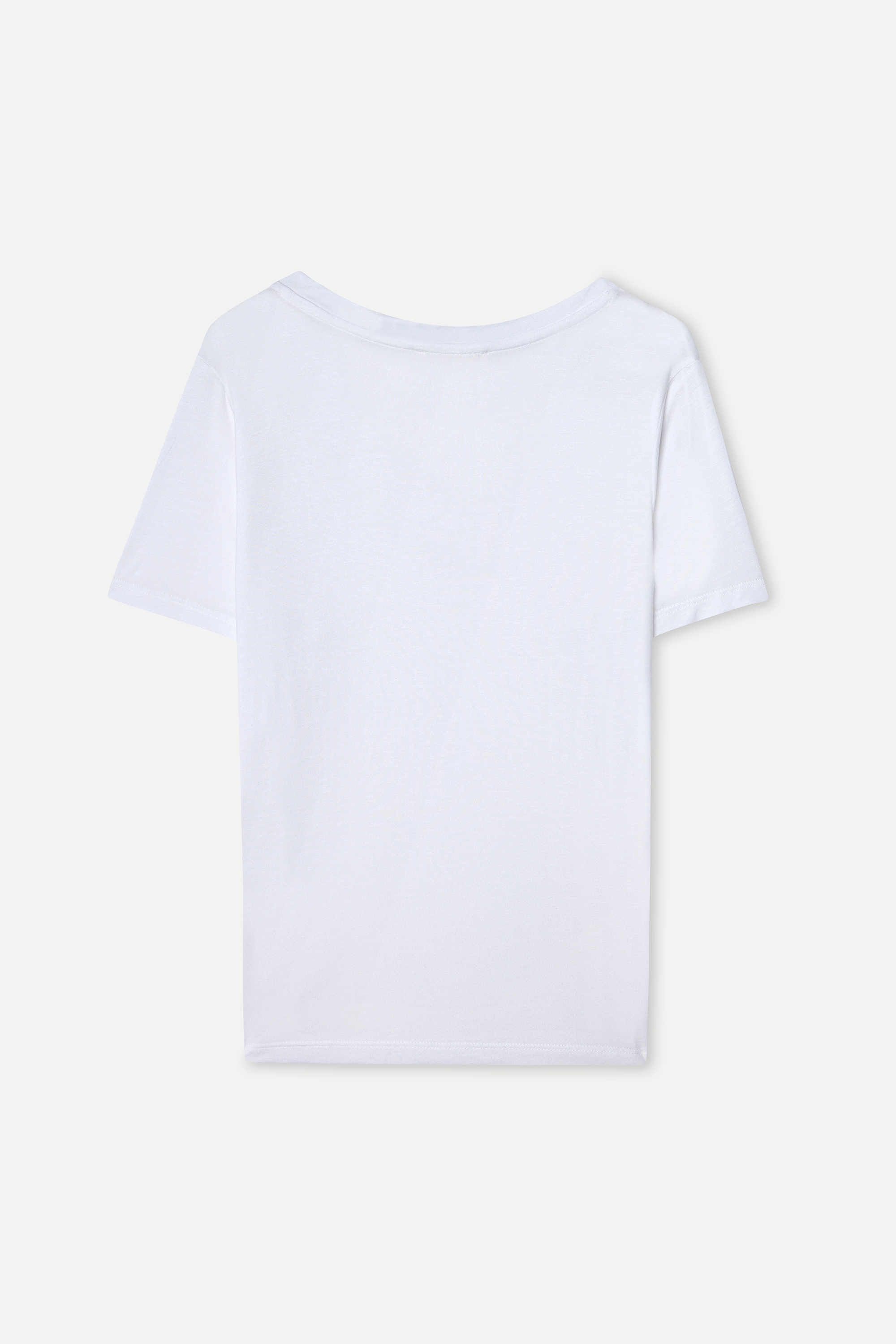 Kadın Beyaz V Yaka Modal T-Shirt