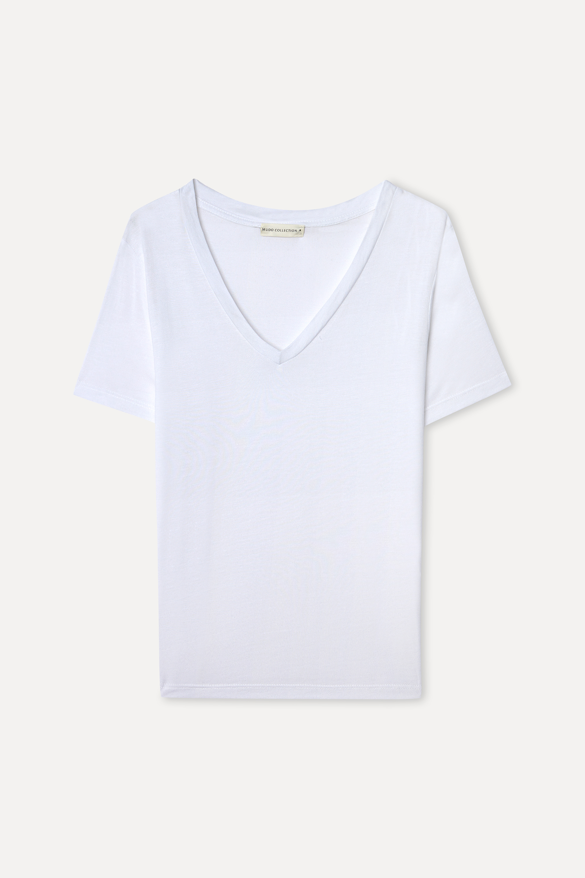 Kadın Beyaz V Yaka Modal T-Shirt