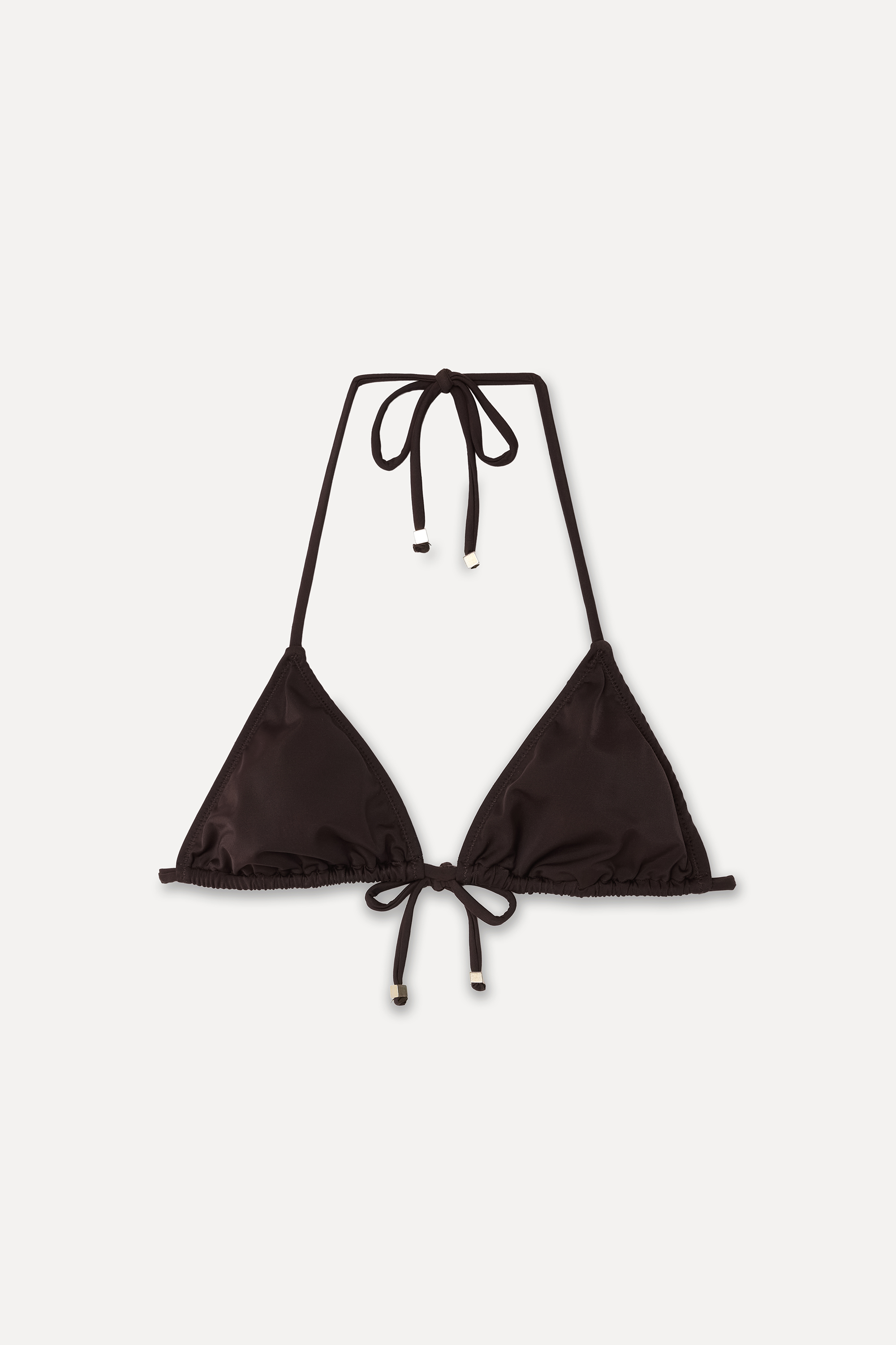 Kadın Kahverengi Bağlamalı Üçgen Bikini Üstü