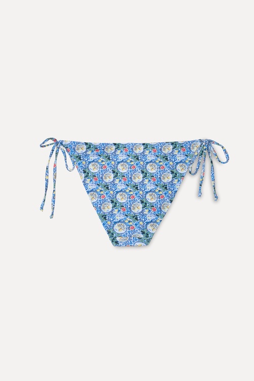  Kadın Mavi Desenli Bağlamalı Bikini Altı