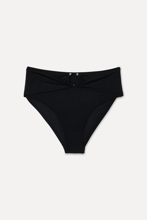 Kadın Siyah Toka Detaylı Bikini Altı